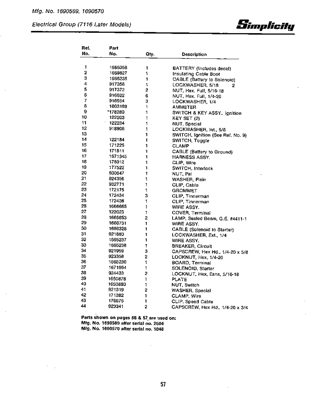 Simplicity 7100 Hydrostatic Series manual 