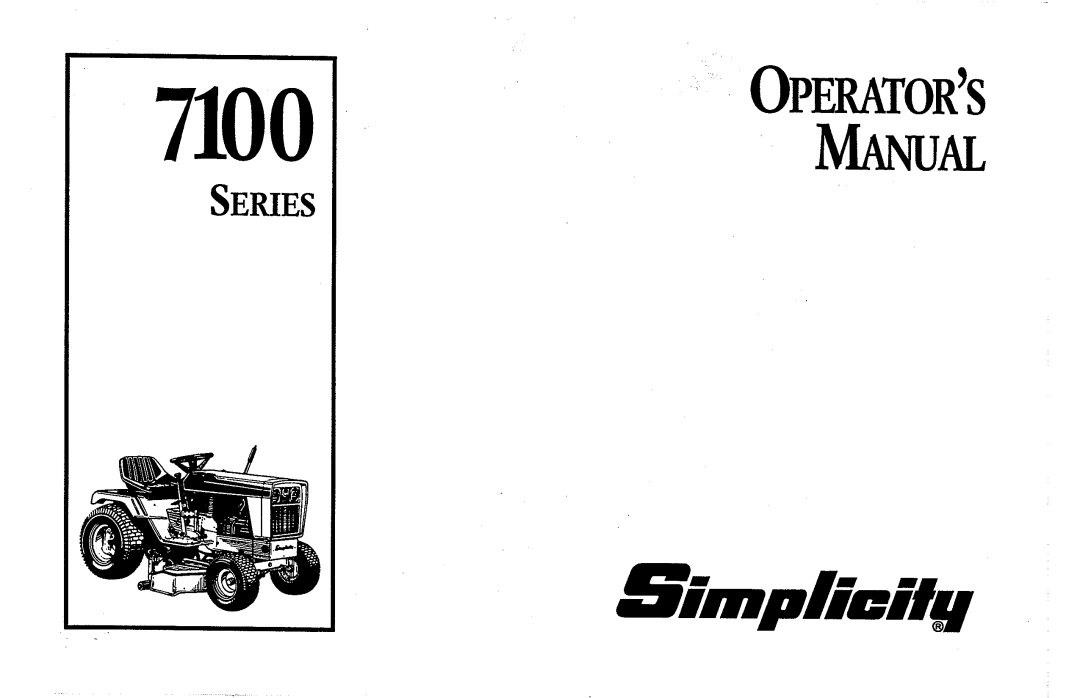 Simplicity 7100 Series manual 