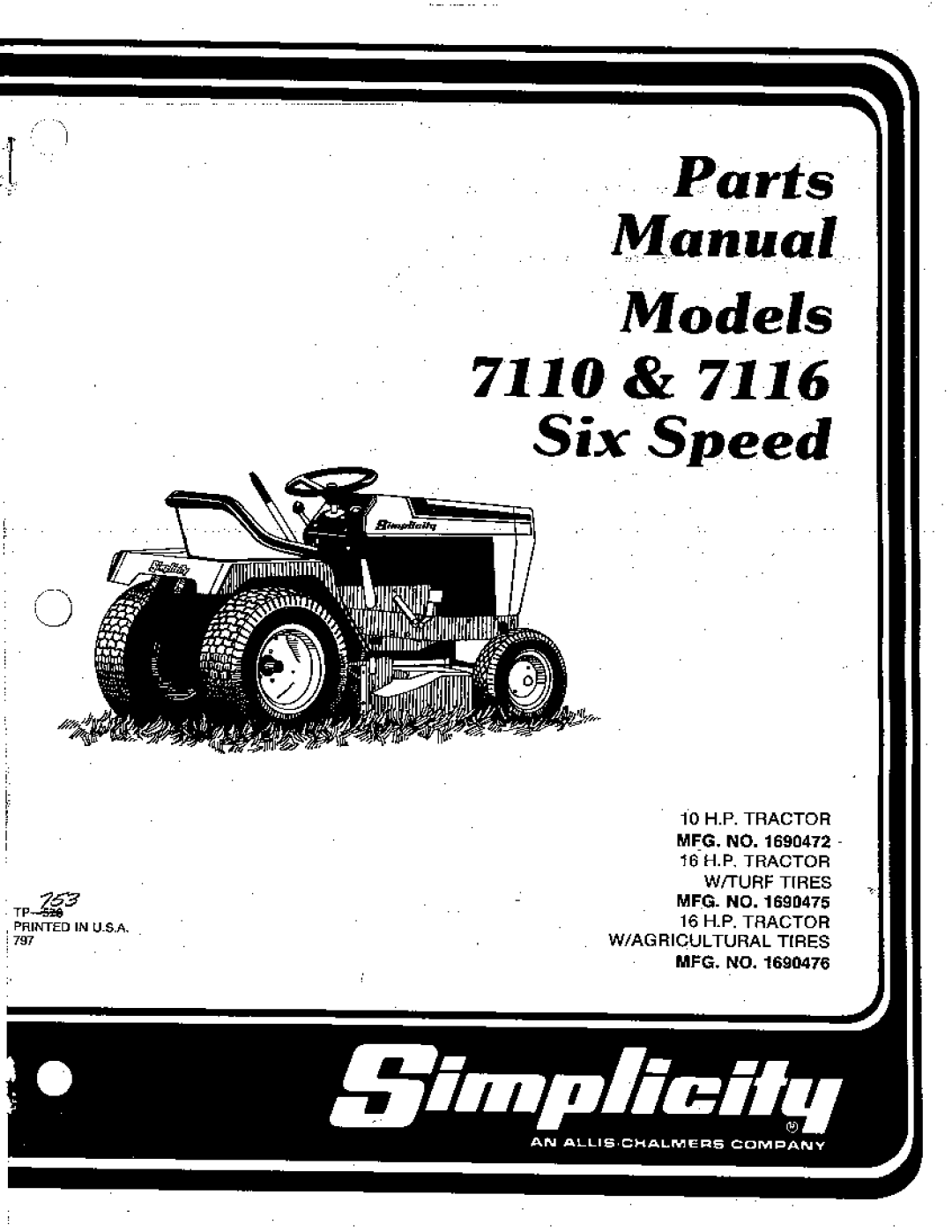 Simplicity 7110 manual 