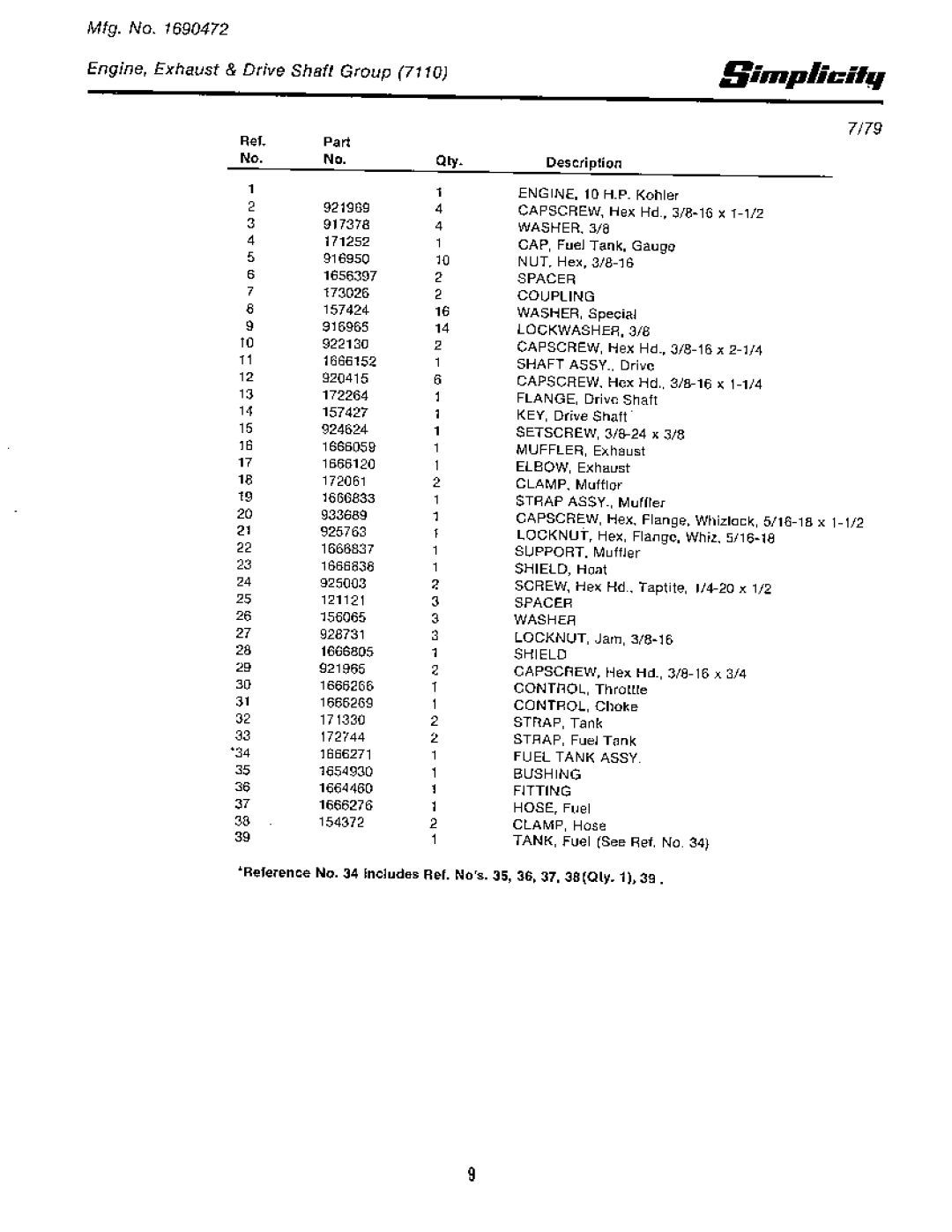 Simplicity 7110 manual 