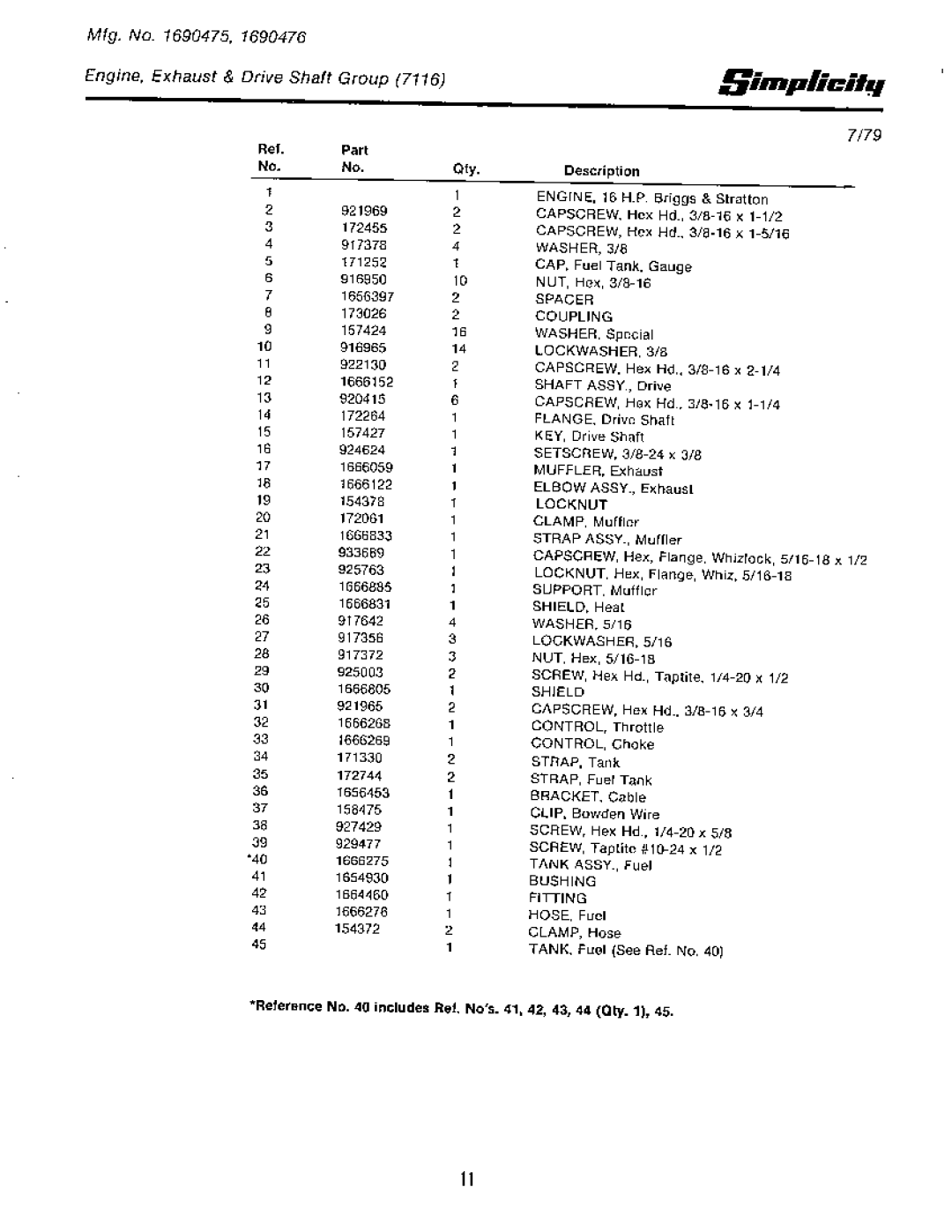 Simplicity 7110 manual 