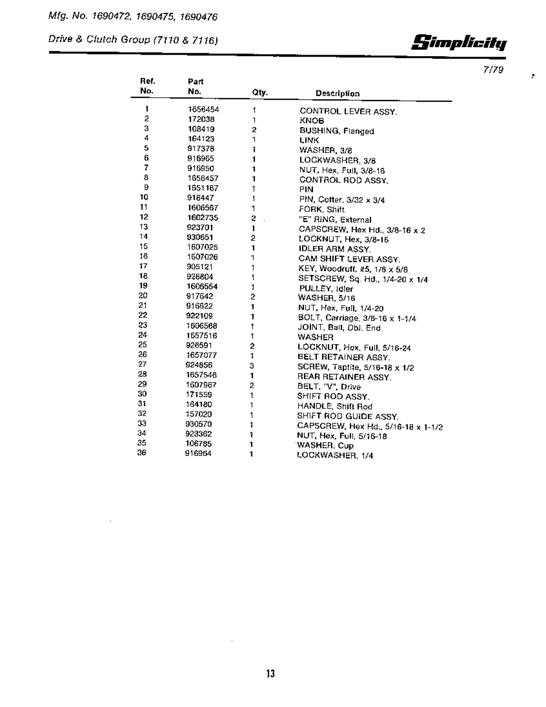 Simplicity 7110 manual 