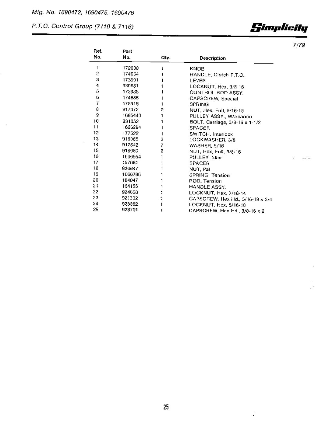 Simplicity 7110 manual 