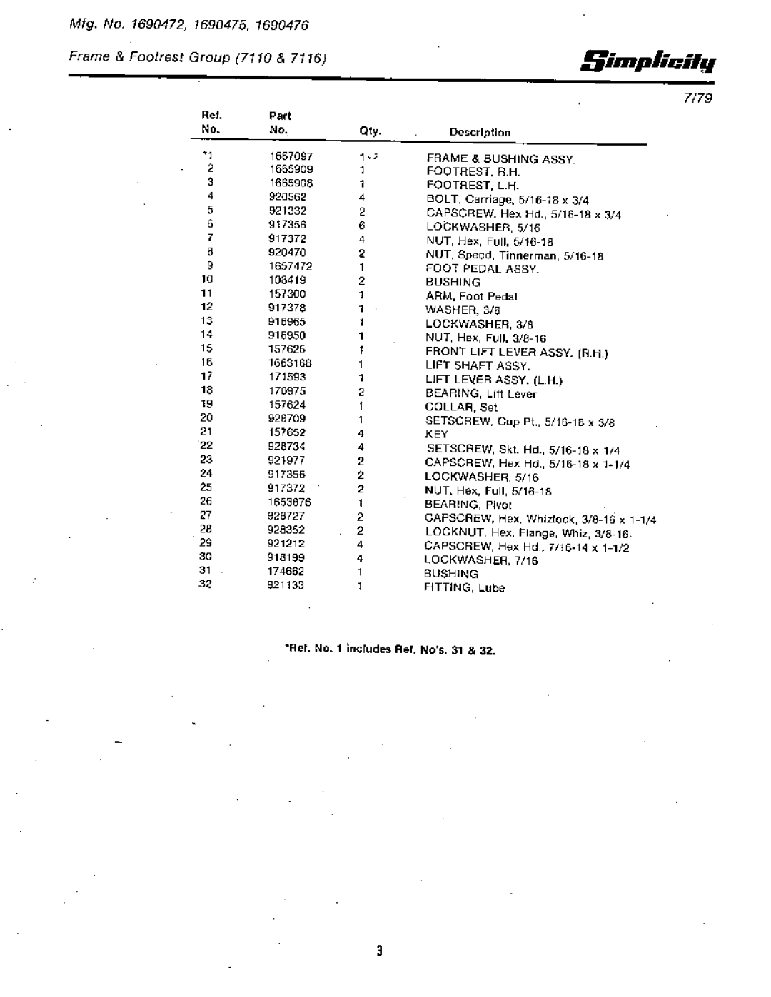 Simplicity 7110 manual 