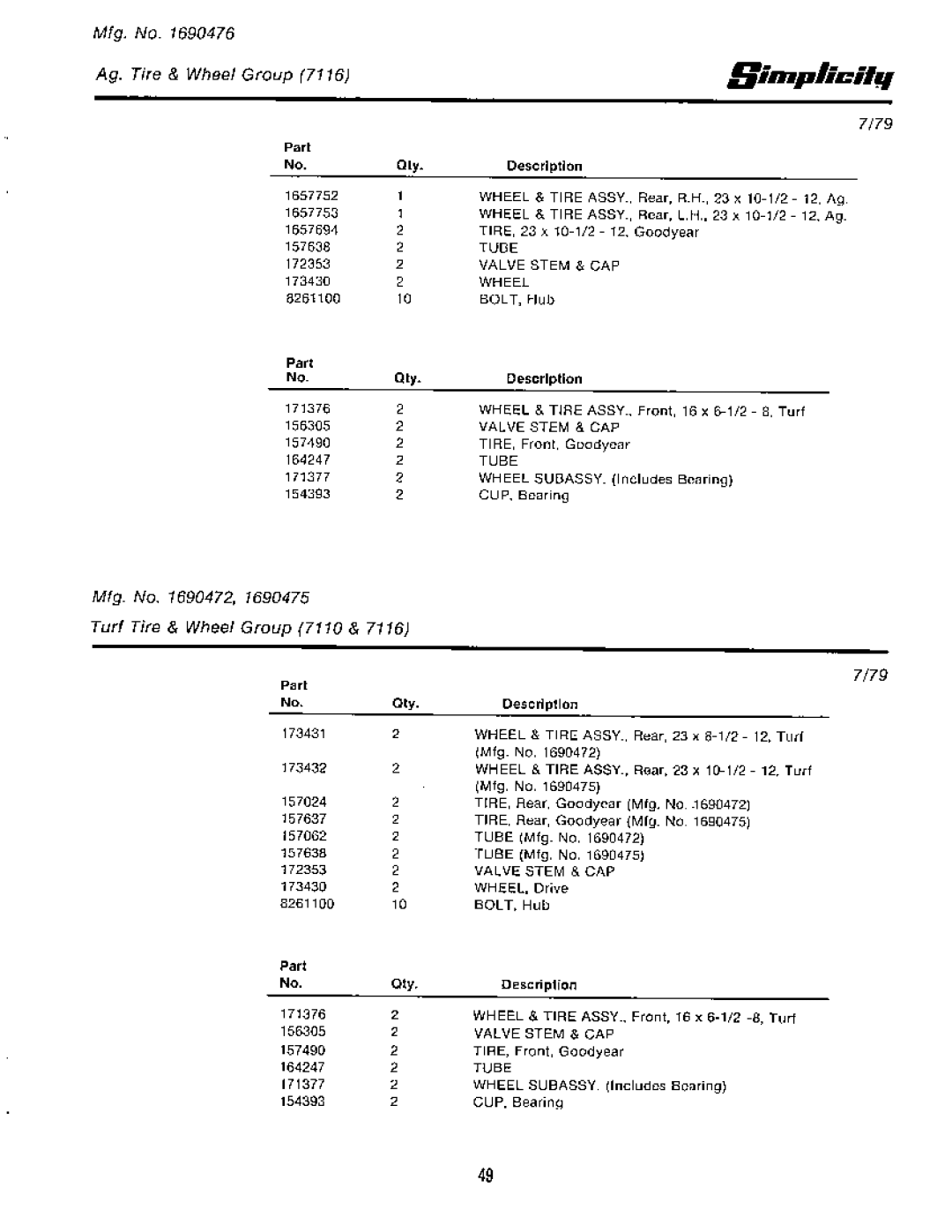 Simplicity 7110 manual 