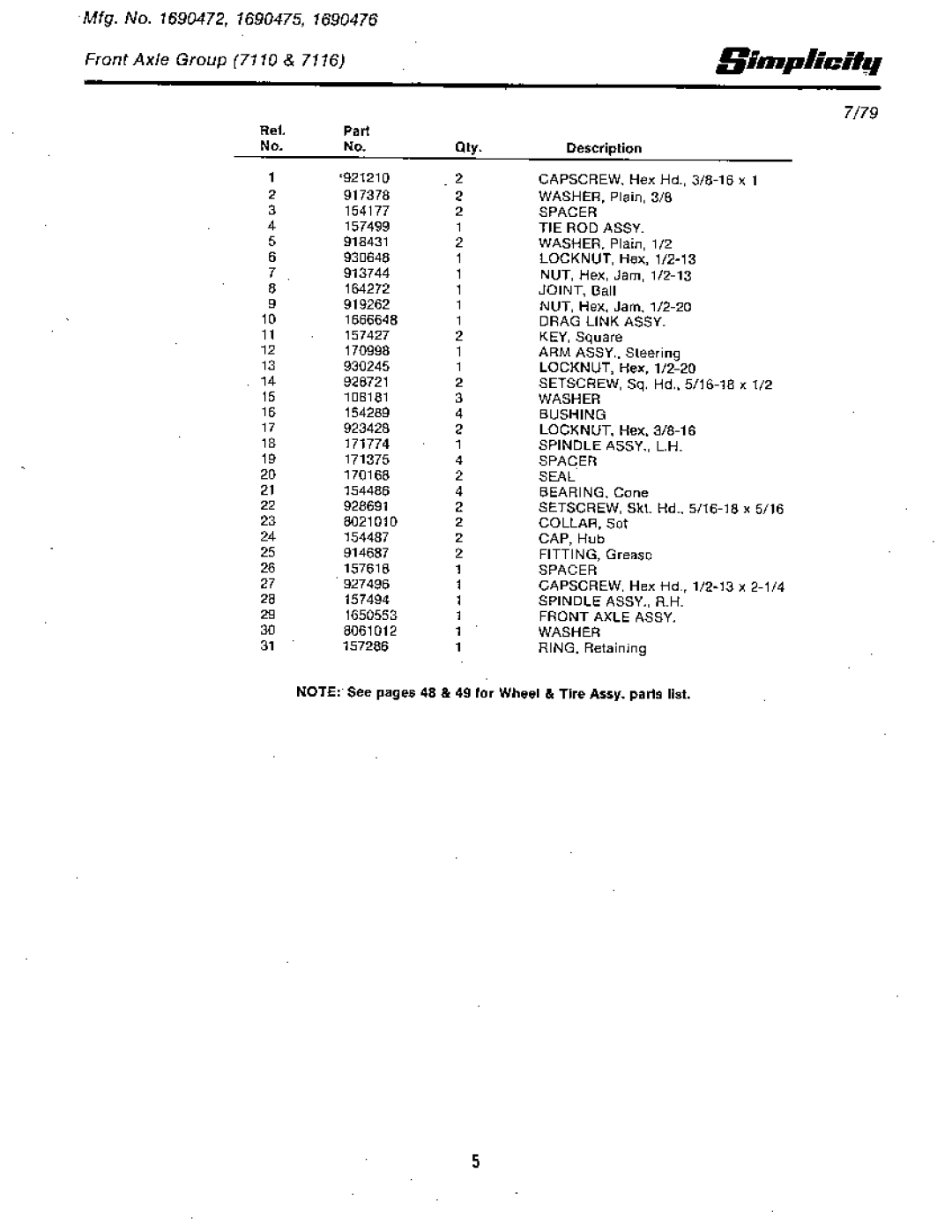 Simplicity 7110 manual 