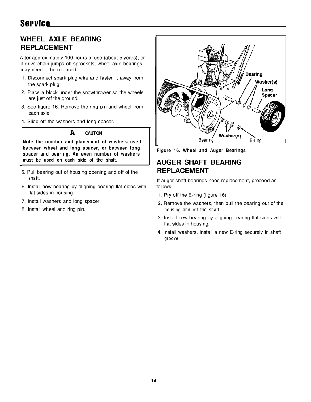 Simplicity 1691414 Wheel Axle Bearing Replacement, Auger Shaft Bearing Replacement, Must be used on each side of the shaft 