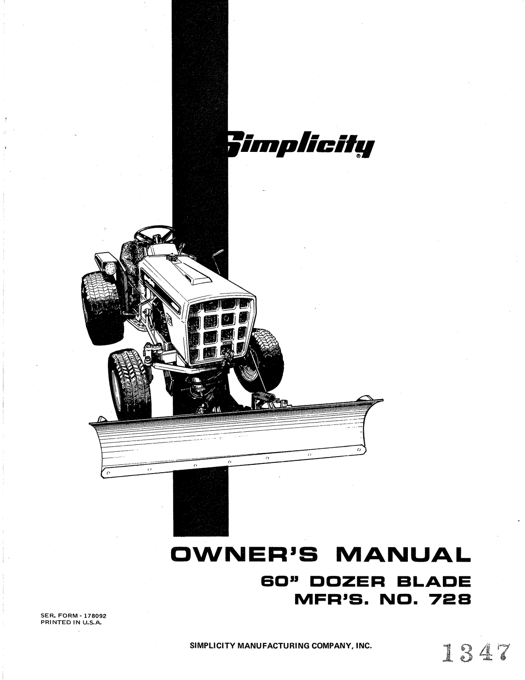 Simplicity 728 manual 