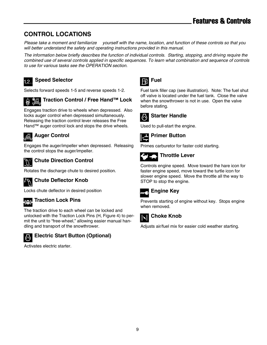 Simplicity 555, 755, 1694433, 1694434 instruction sheet Features & Controls, Control Locations 