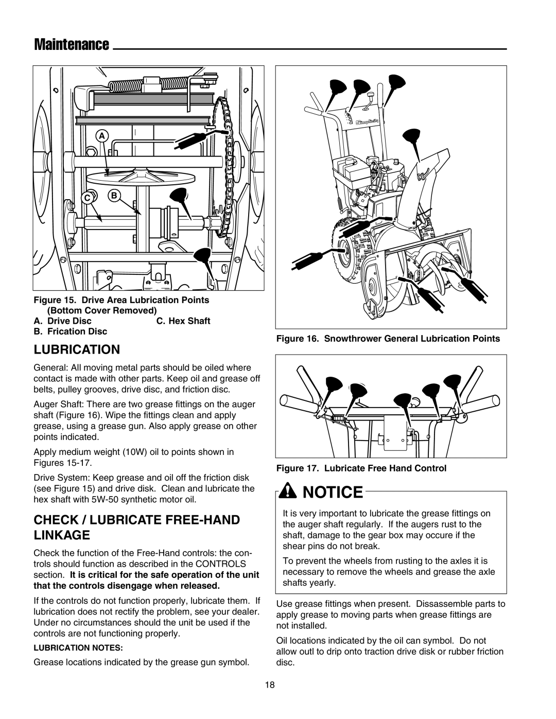 Simplicity 1694433, 755, 555, 1694434 instruction sheet Lubrication, Check / Lubricate FREE-HAND Linkage 