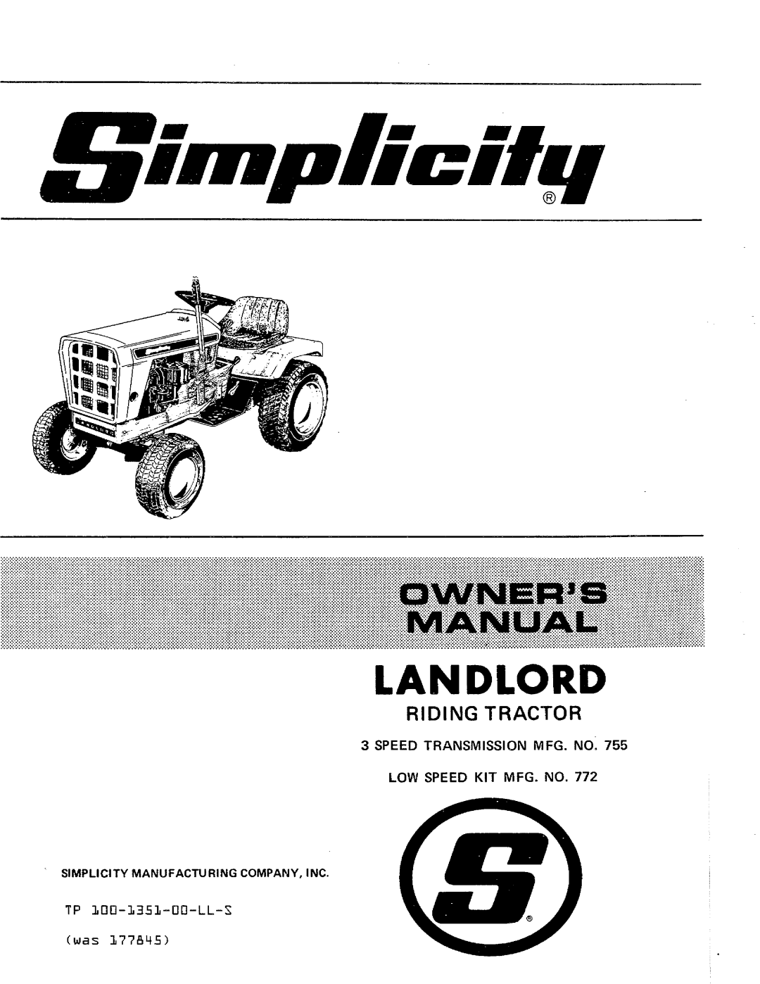 Simplicity 772 manual 