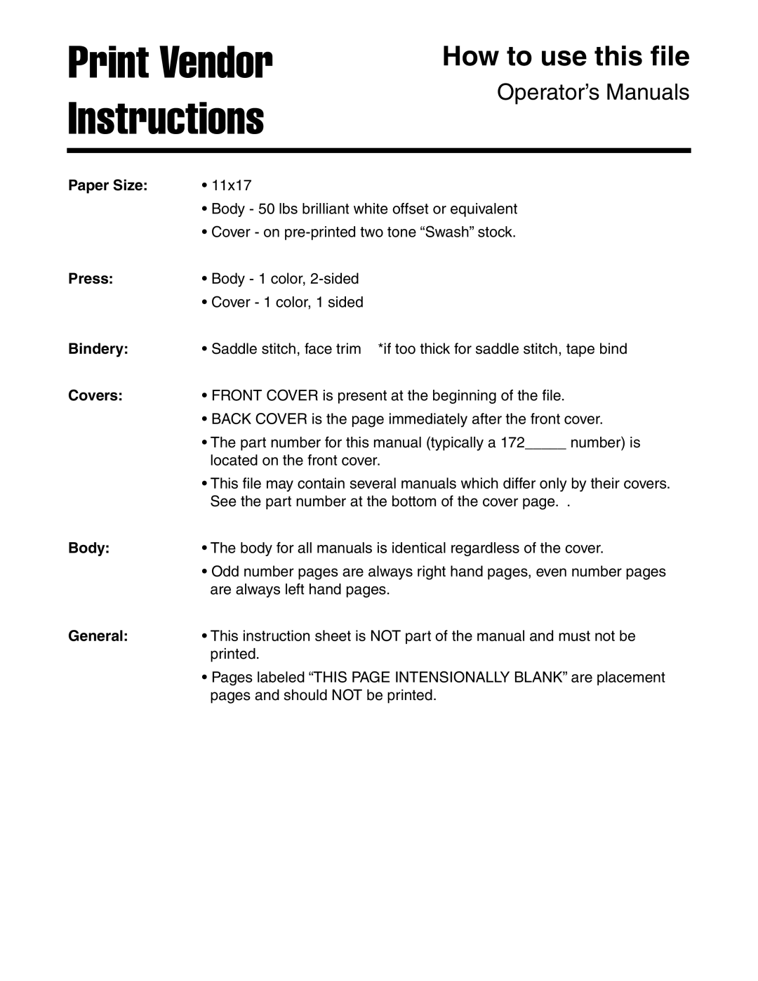 Simplicity 7800072, 7800071 instruction sheet Operator’s Manuals, Paper Size, Press, Bindery, Covers 