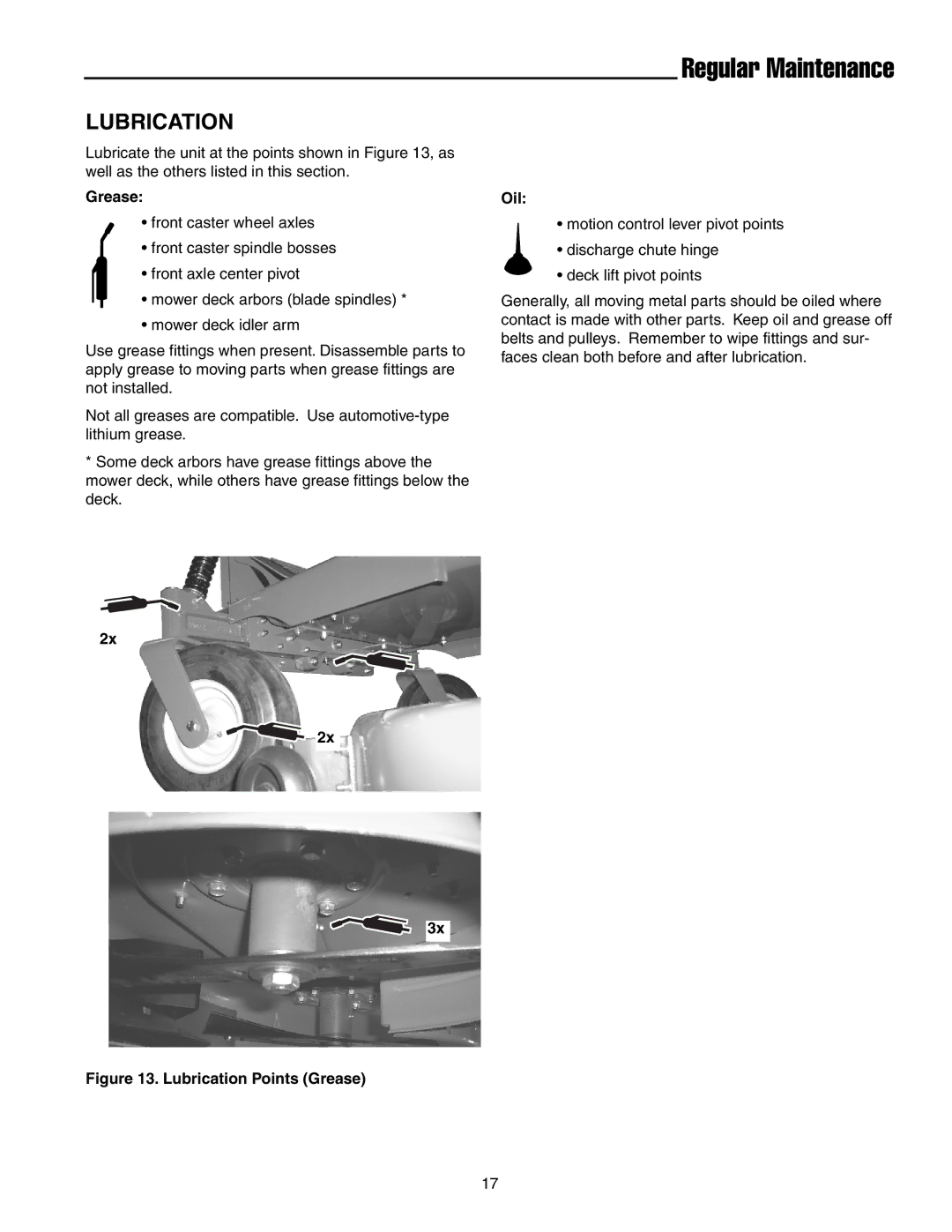 Simplicity 7800072, 7800071 instruction sheet Regular Maintenance, Lubrication 