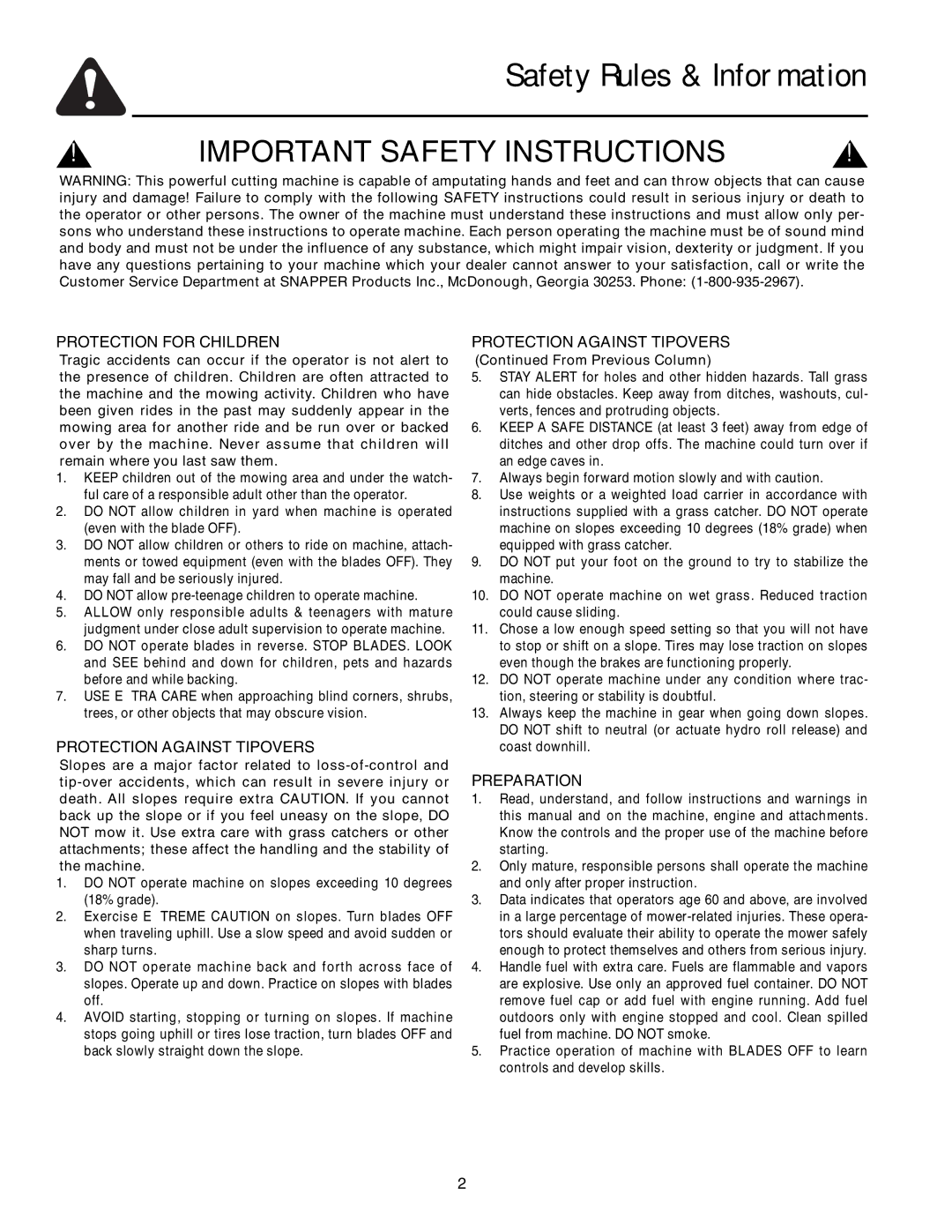 Simplicity 7800071, 7800072 instruction sheet Safety Rules & Information 