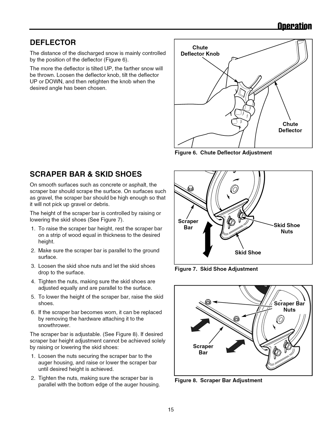 Simplicity 7800084, 7800085, 7800138, 7800086, 7800087 manual Scraper BAR & Skid Shoes, Chute Deflector, Skid Shoe Nuts 