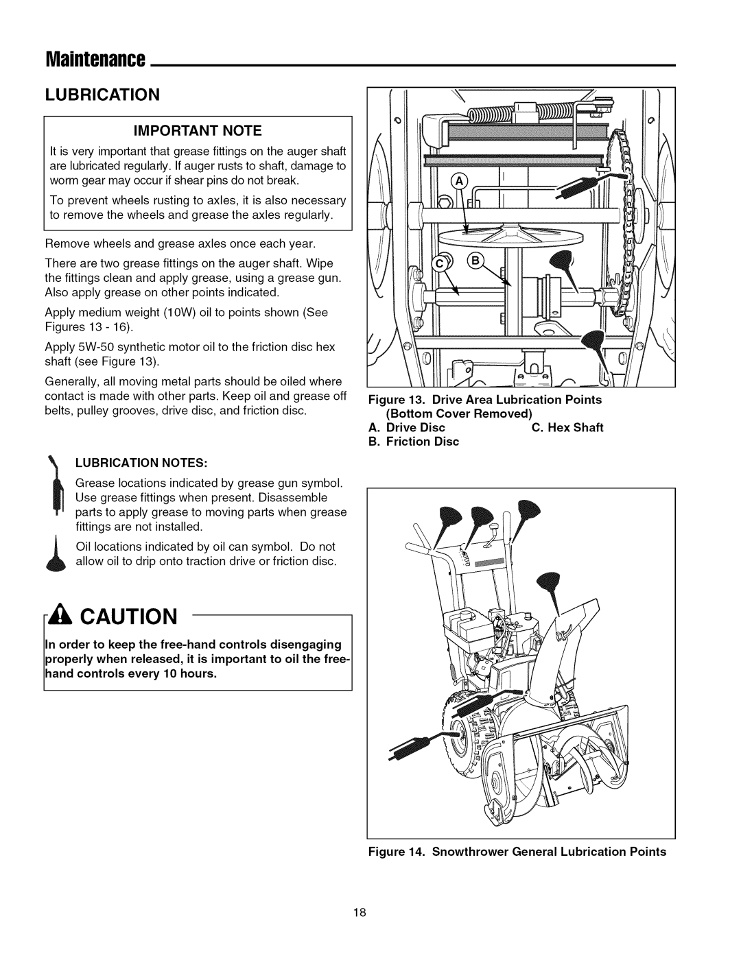 Simplicity 7800087, 7800085, 7800084, 7800138, 7800086 manual Maintenance, Lubrication, Important Note, Disengaging 