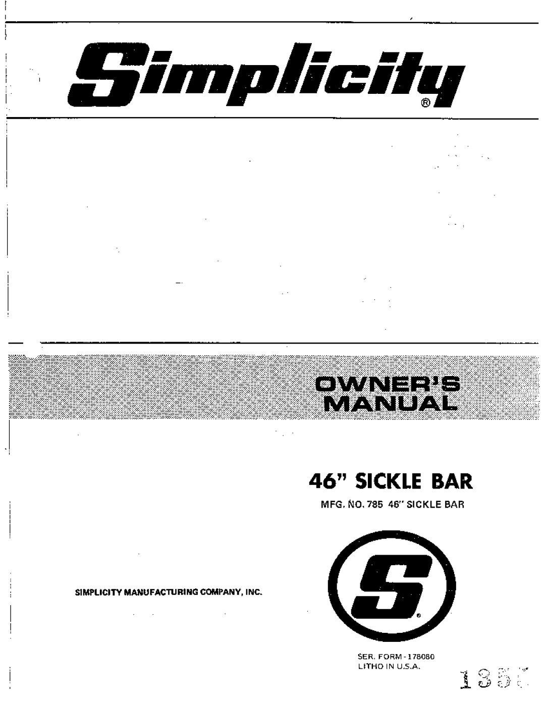 Simplicity 785 manual 