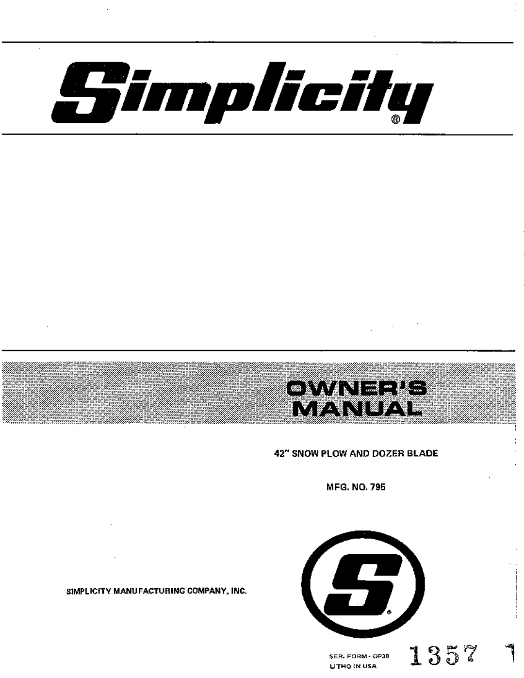 Simplicity 795 manual 