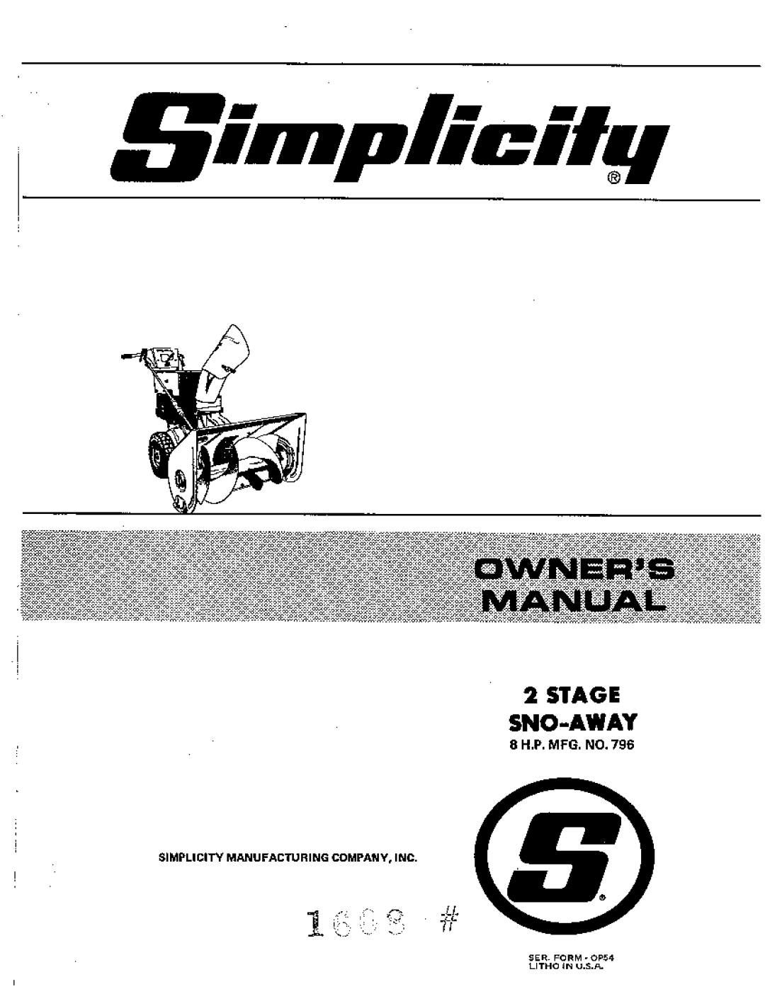 Simplicity 796 manual 