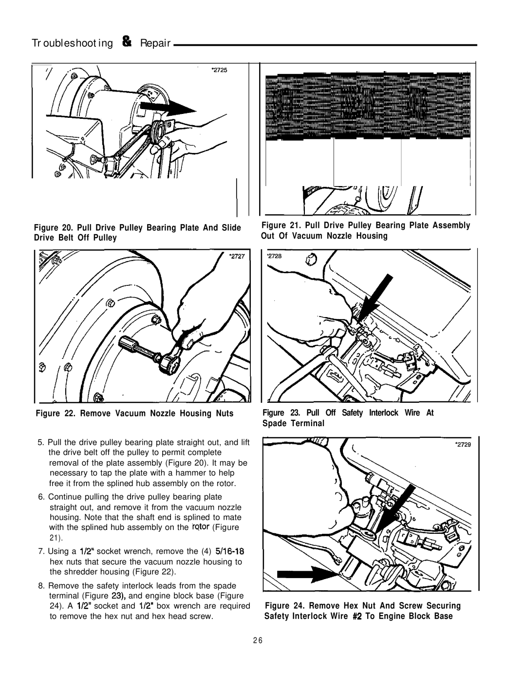 Simplicity 8/25, 6/25 manual Troubleshooting & Repair 