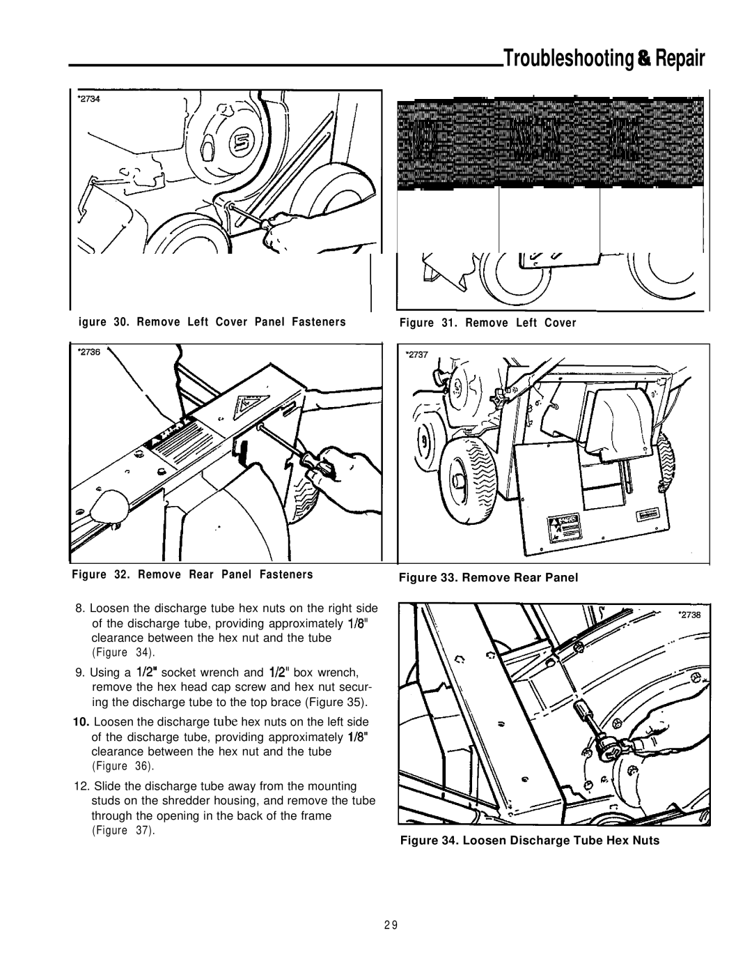 Simplicity 6/25, 8/25 manual Troubleshooting &Repair, Igure 30. Remove Left Cover Panel Fasteners 