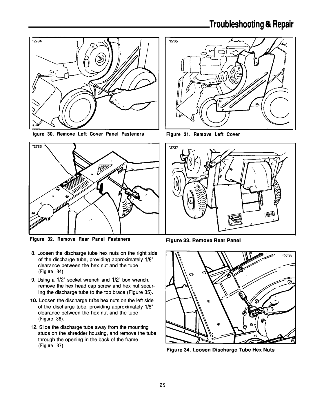 Simplicity 6/25, 8/25 Troubleshooting&Repair, igure 30. Remove Left Cover Panel Fasteners, Remove Rear Panel Fasteners 