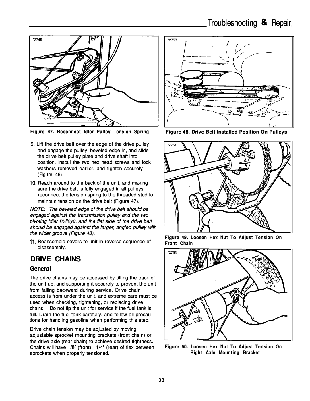 Simplicity 6/25, 8/25 manual Drive Chains, Troubleshooting & Repair, General, Reconnect Idler Pulley Tension Spring 