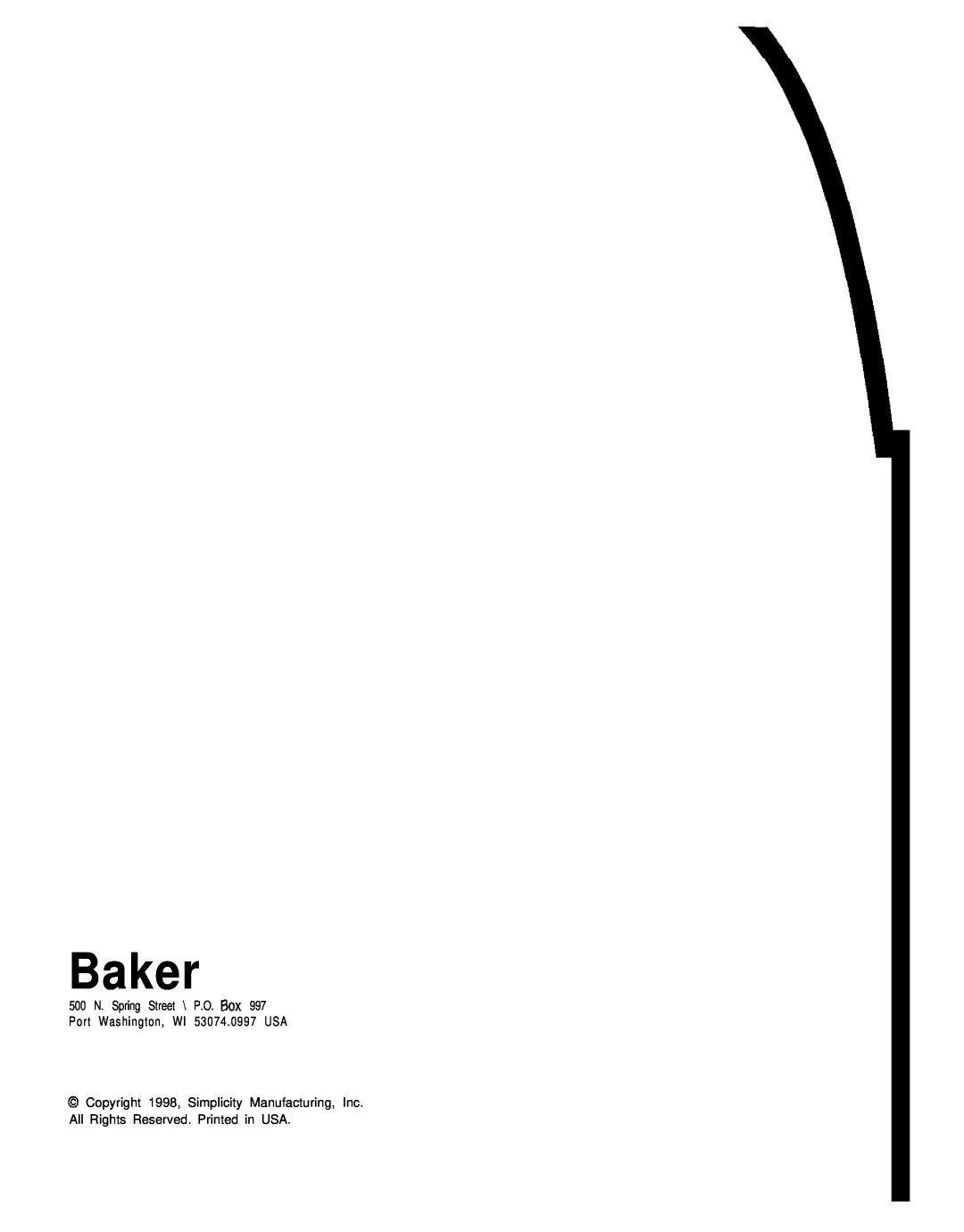 Simplicity 8/25, 6/25 manual Baker 