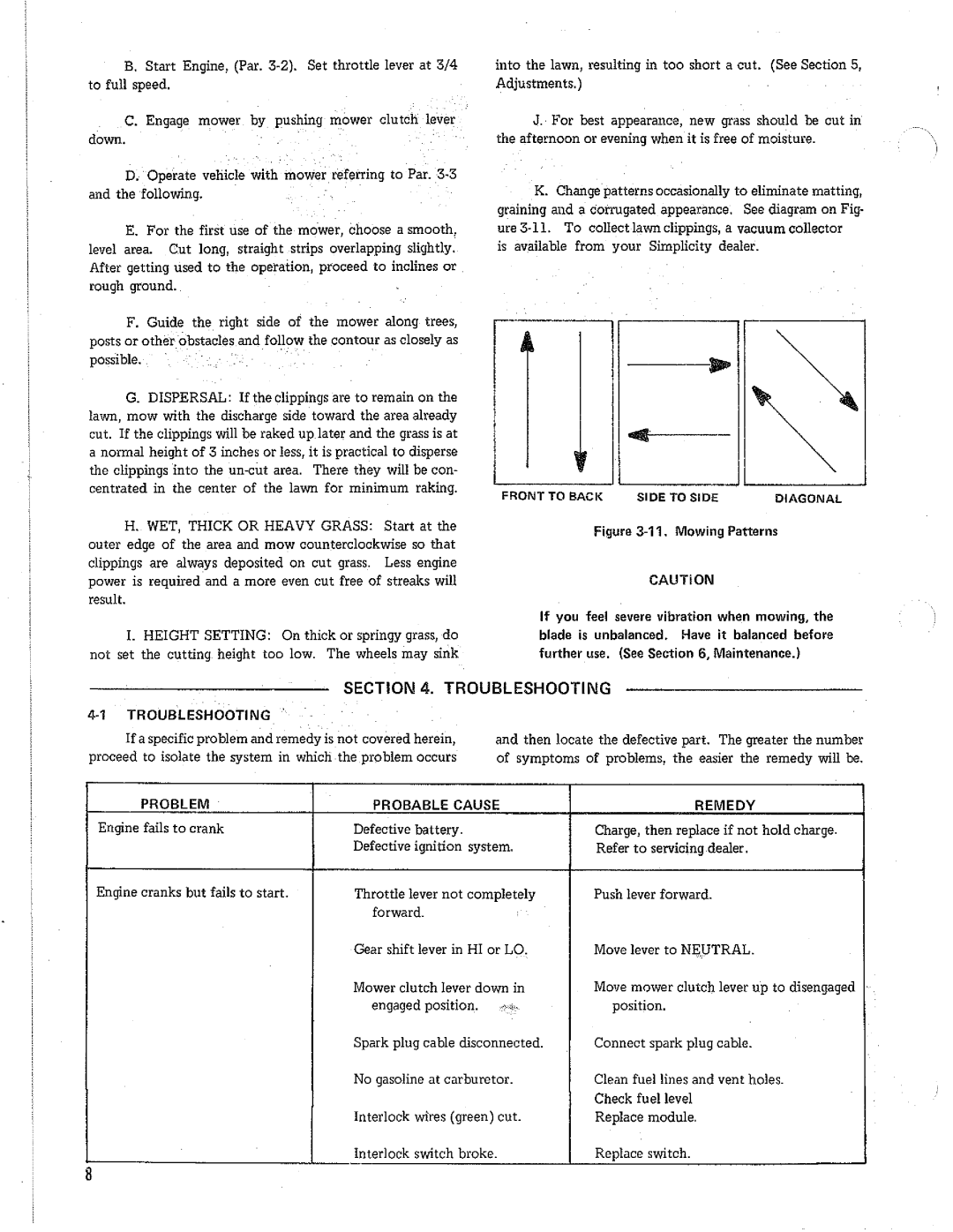 Simplicity 998, 830, 1000 manual 