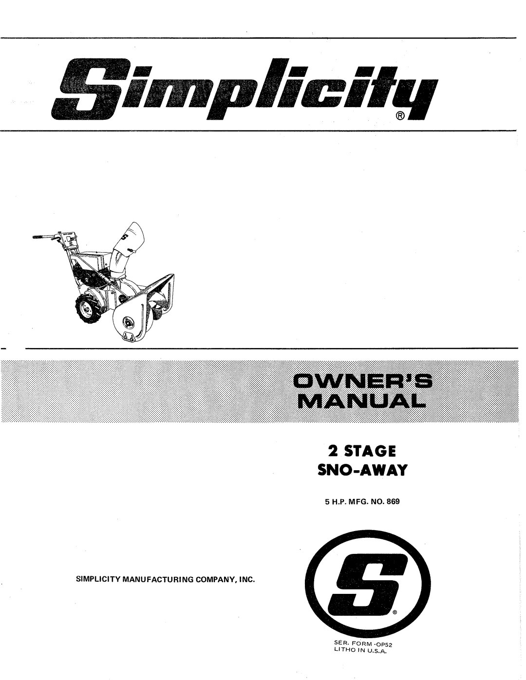 Simplicity 869 manual 