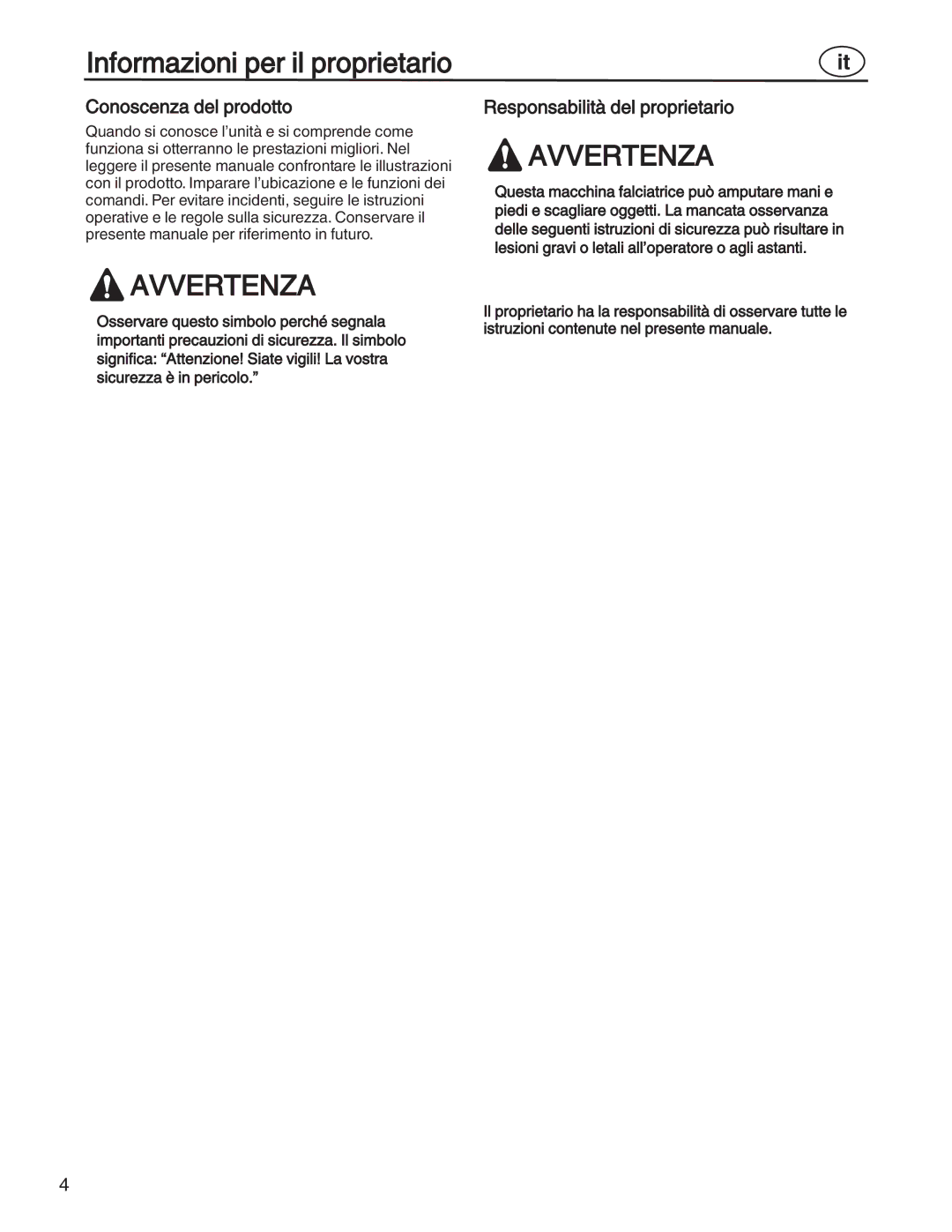 Simplicity 7800357, 885193, 7800356, 7800353, 7800352 manual Conoscenza del prodotto, Responsabilità del proprietario 