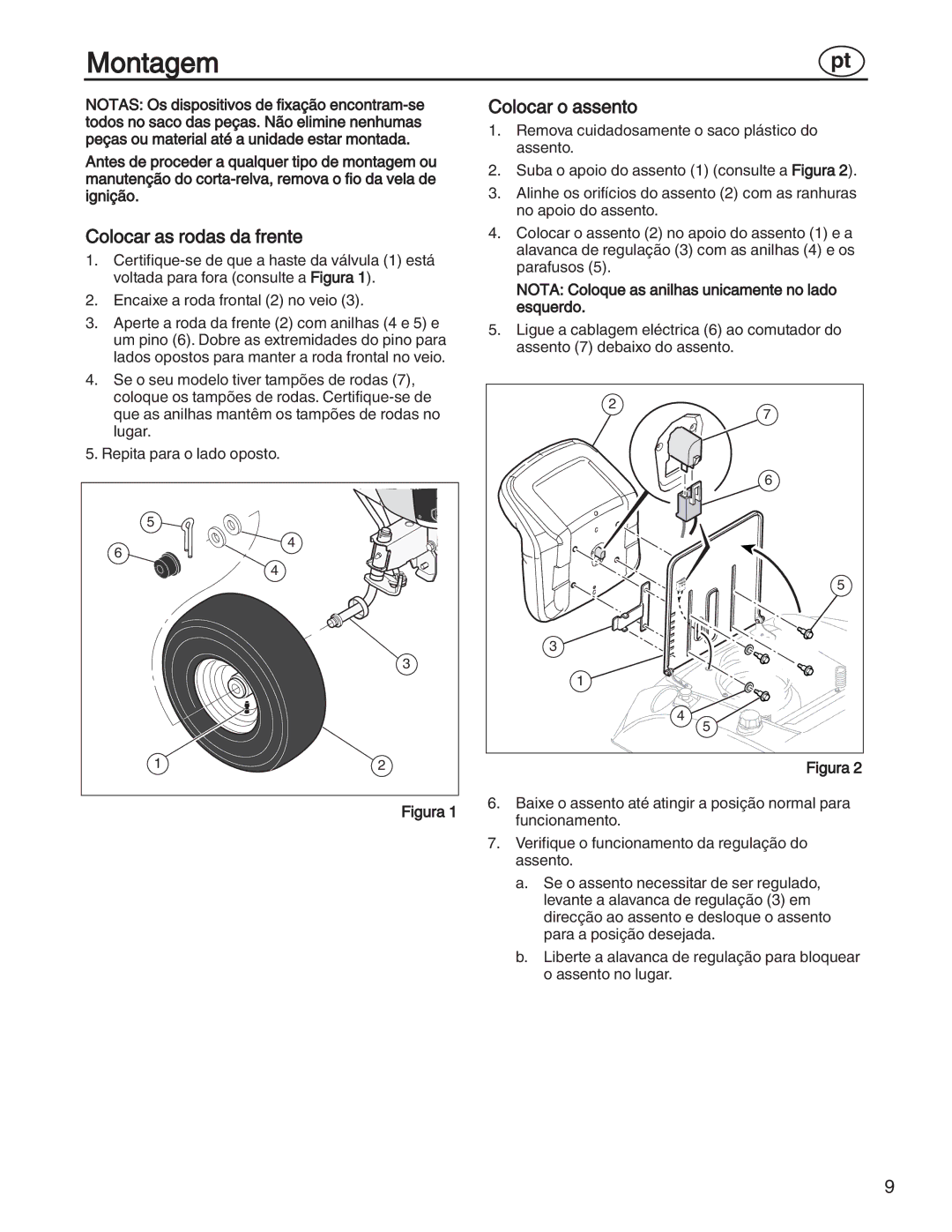 Simplicity 7800356, 885193, 7800357, 7800353, 7800352 manual Montagem, Colocar as rodas da frente, Colocar o assento 