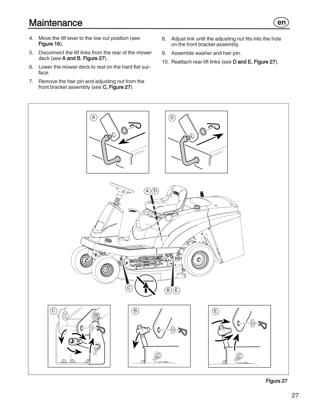 Simplicity 7800356, 885193, 7800357, 7800353, 7800352 manual Maintenance 