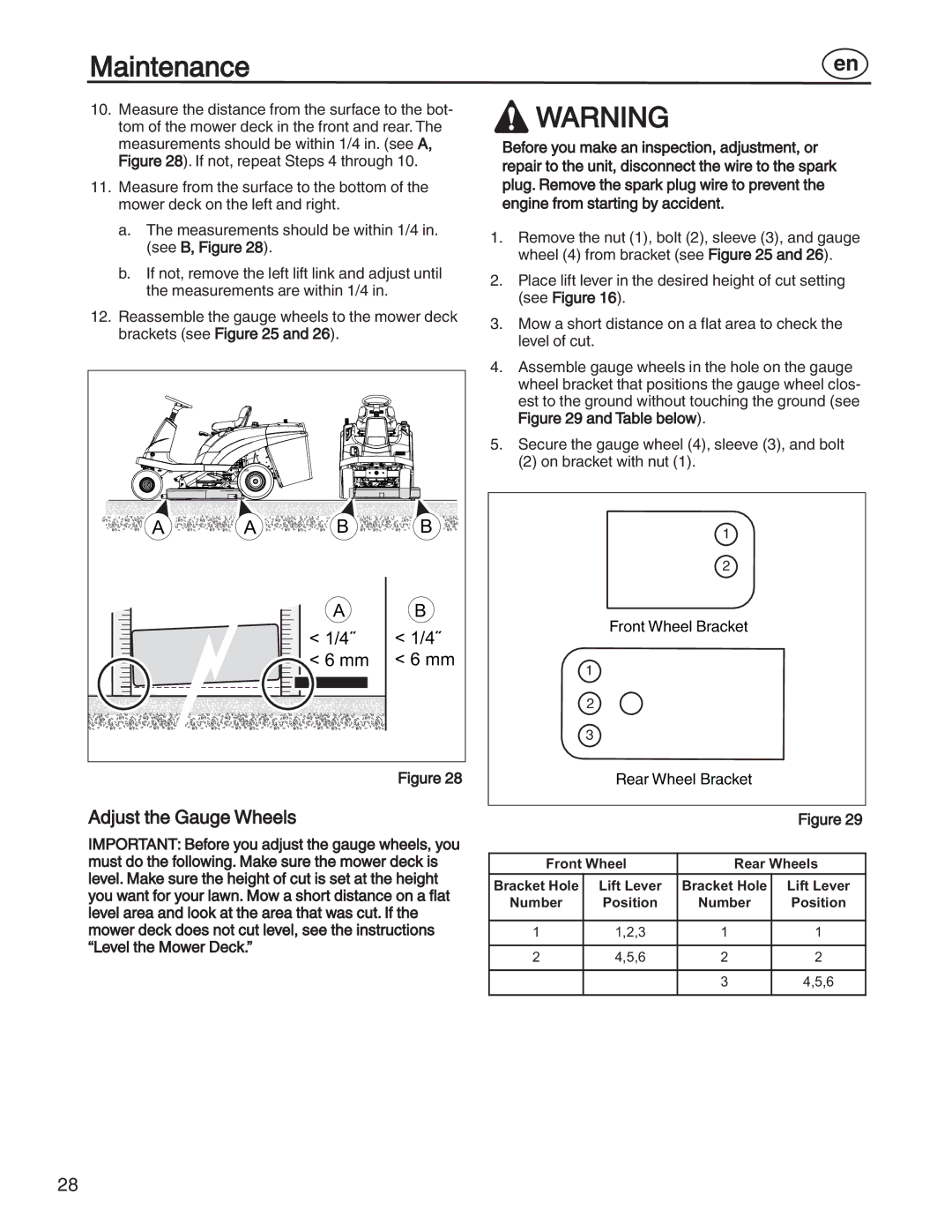 Simplicity 7800353, 885193, 7800357, 7800356, 7800352 manual Adjust the Gauge Wheels 