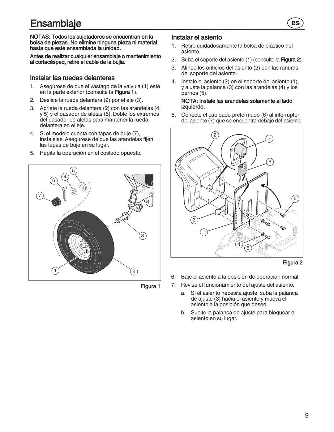 Simplicity 885193, 7800357, 7800356, 7800353, 7800352 manual Ensamblaje, Instalar las ruedas delanteras, Instalar el asiento 