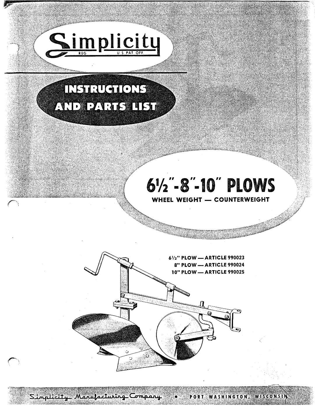 Simplicity 990025, 990023, 990024 manual 