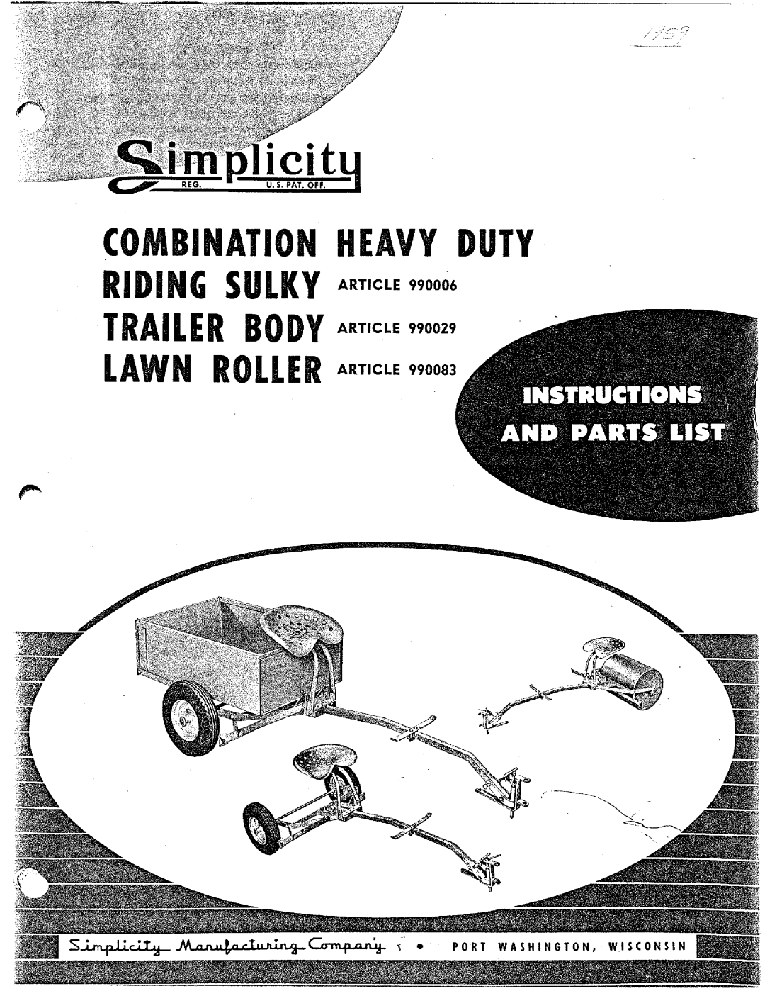 Simplicity 990029, 990083, 990006 manual 