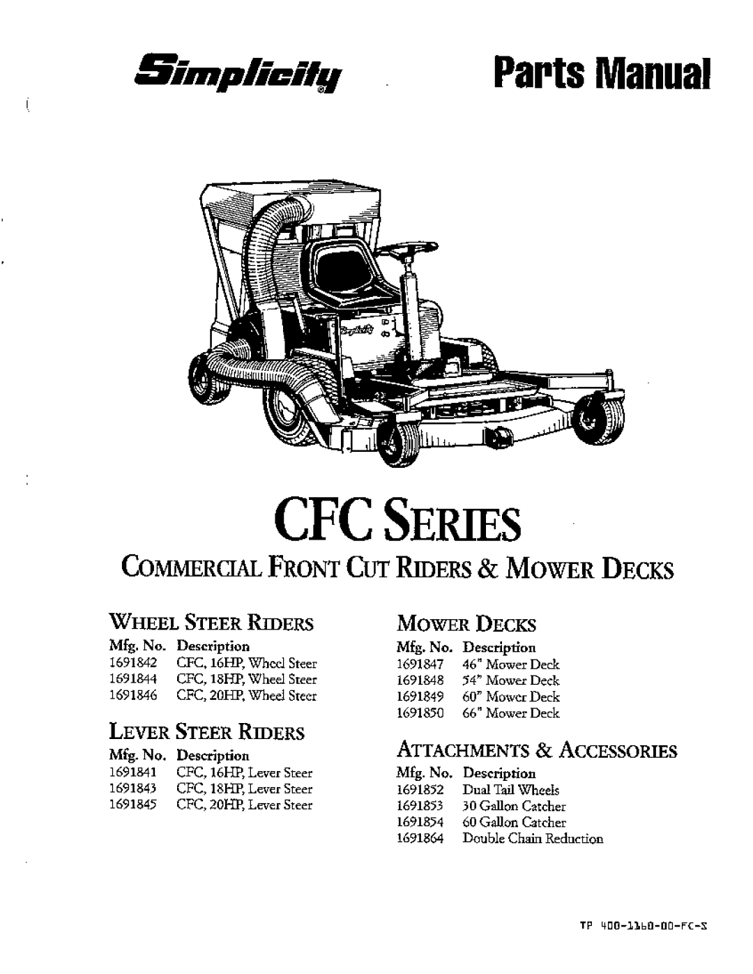 Simplicity CFC SERIES manual 