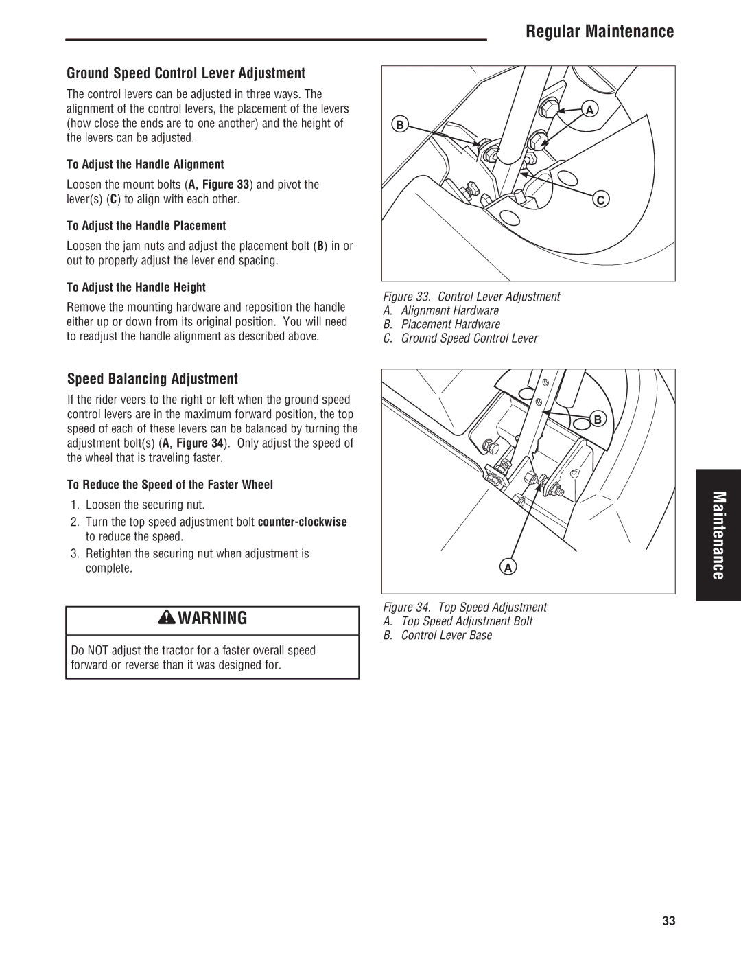 Simplicity Cobalt Series manual Ground Speed Control Lever Adjustment, Speed Balancing Adjustment 