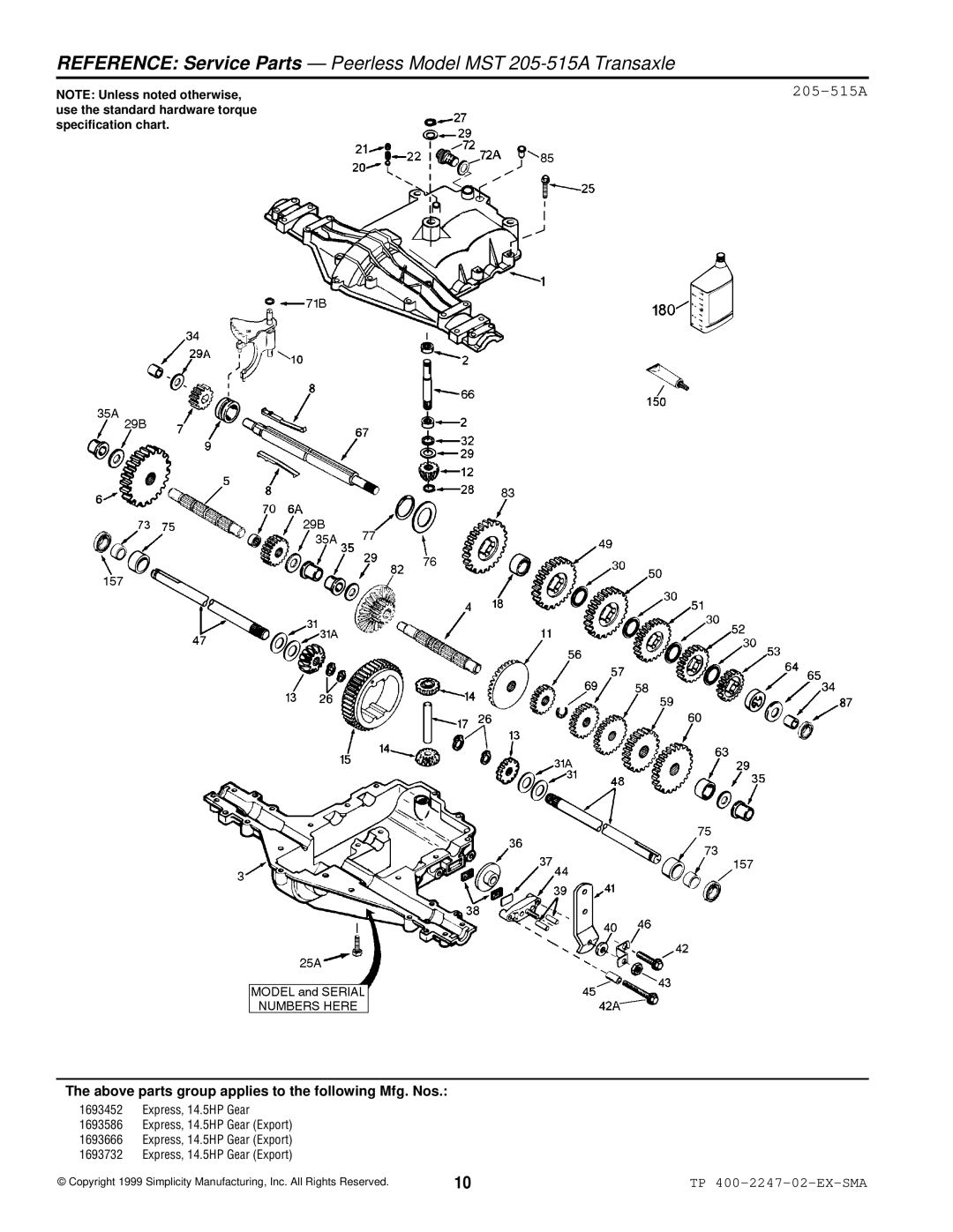 Simplicity Express Series manual 205-515A 