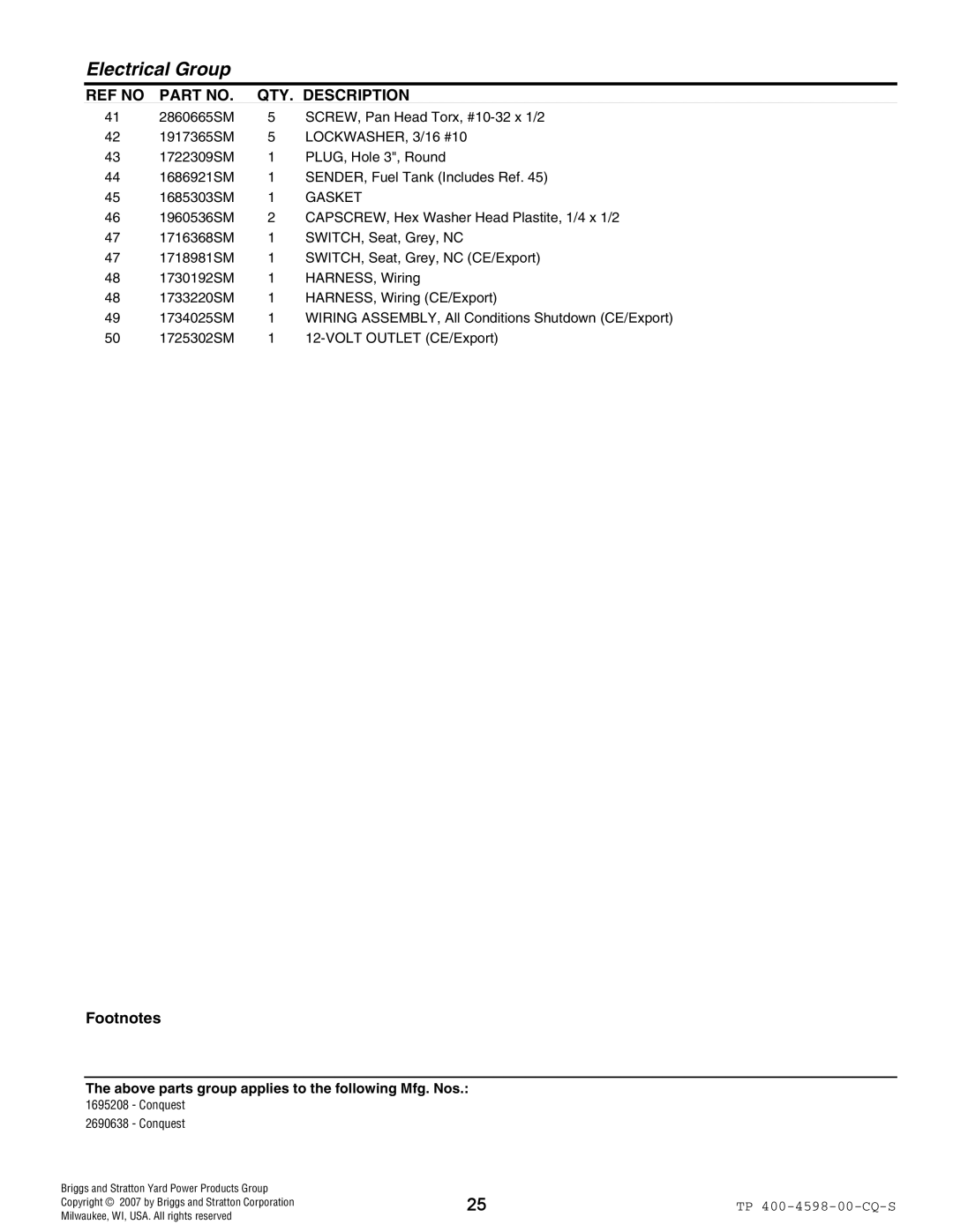 Simplicity Garden Tractor & Mower Deck manual Gasket 