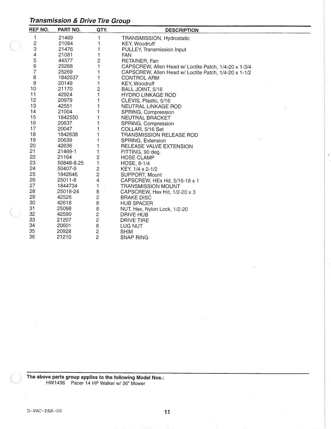 Simplicity HW1436 specifications 