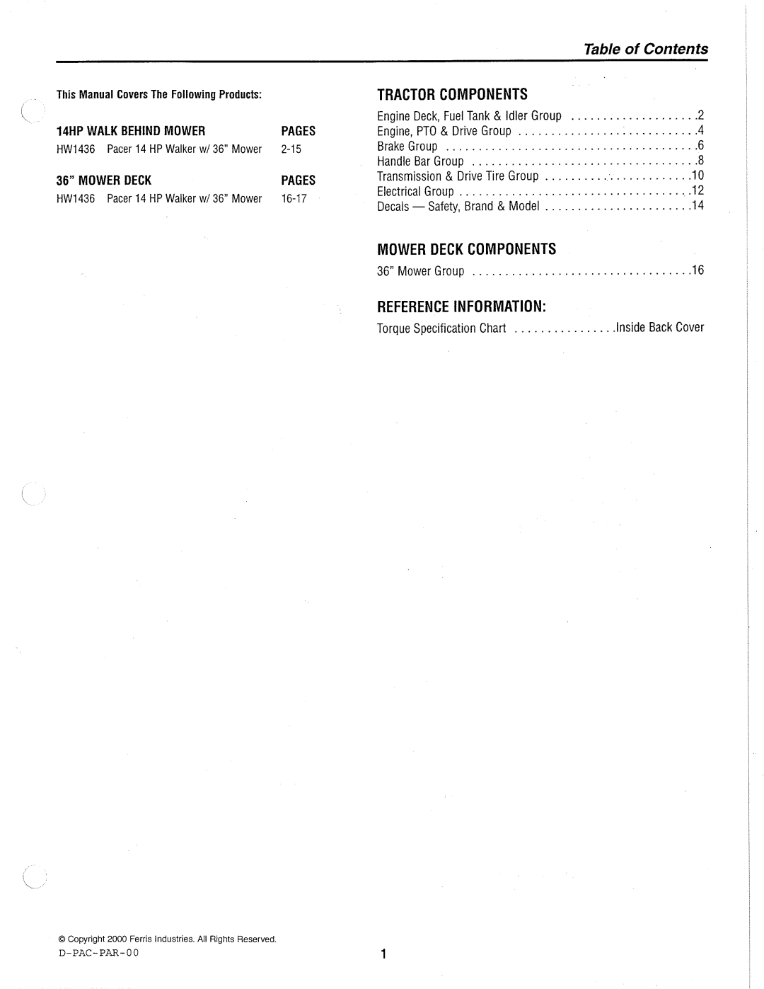 Simplicity HW1436 specifications 