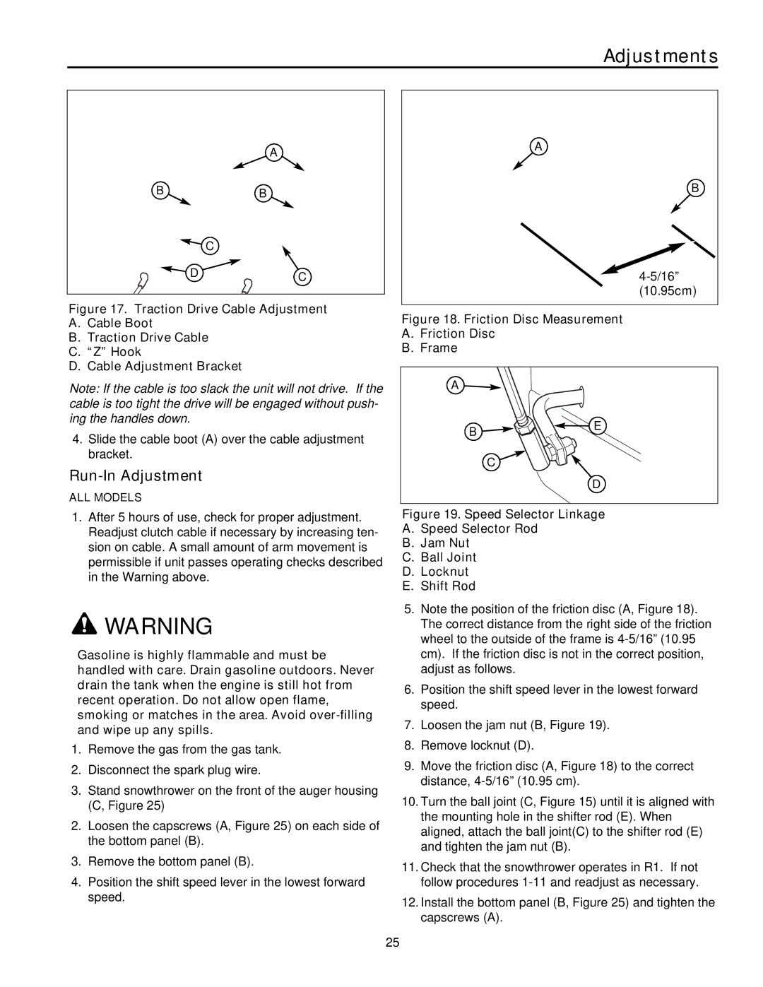 Simplicity L9528EX, E95288E, L11532E, L10530EX, E105308E, L8526EX, E85268E, E115328E Run-In Adjustment, 16 10.95cm 