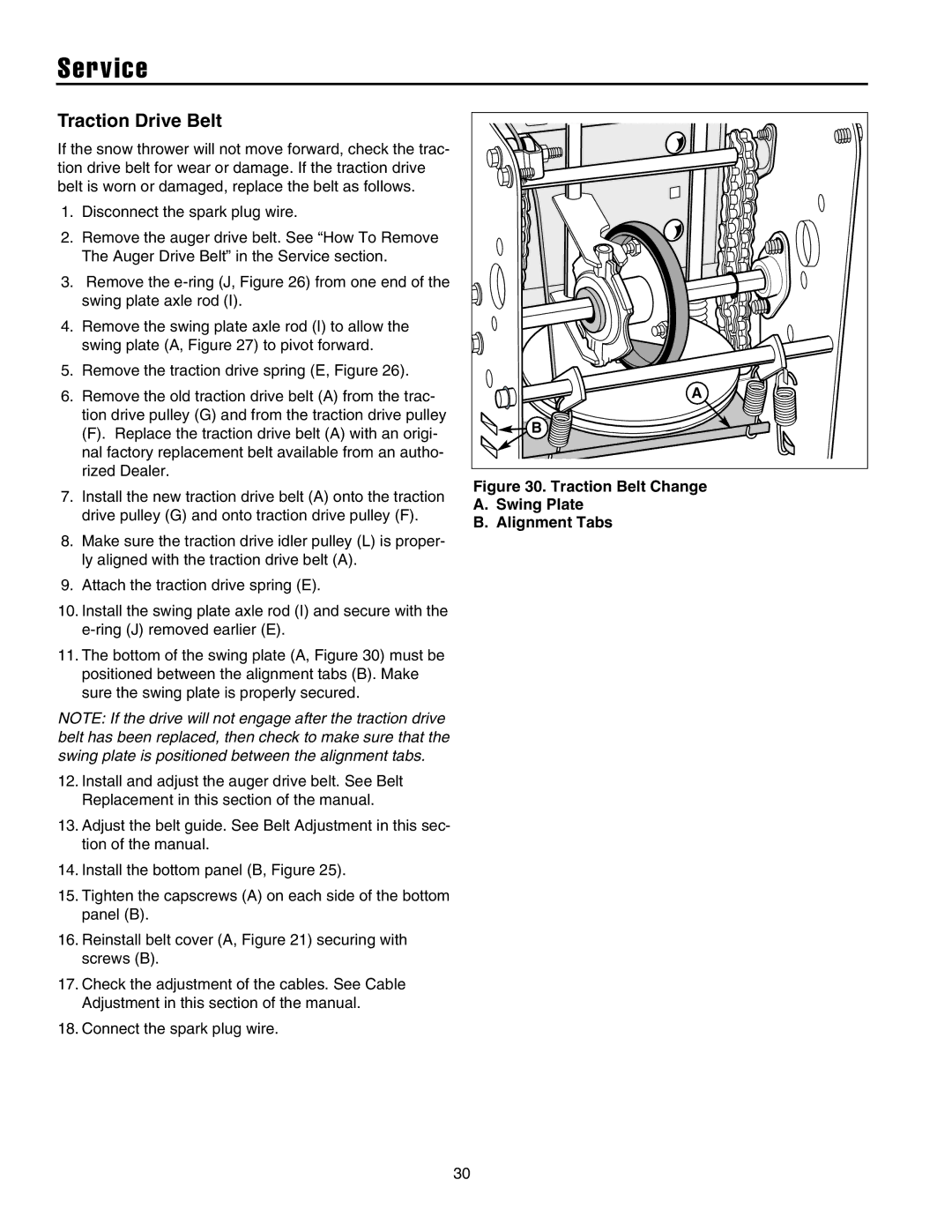 Simplicity L10530EX, L9528EX, E95288E, L11532E, E105308E, L8526EX, E85268E Traction Belt Change Swing Plate Alignment Tabs 