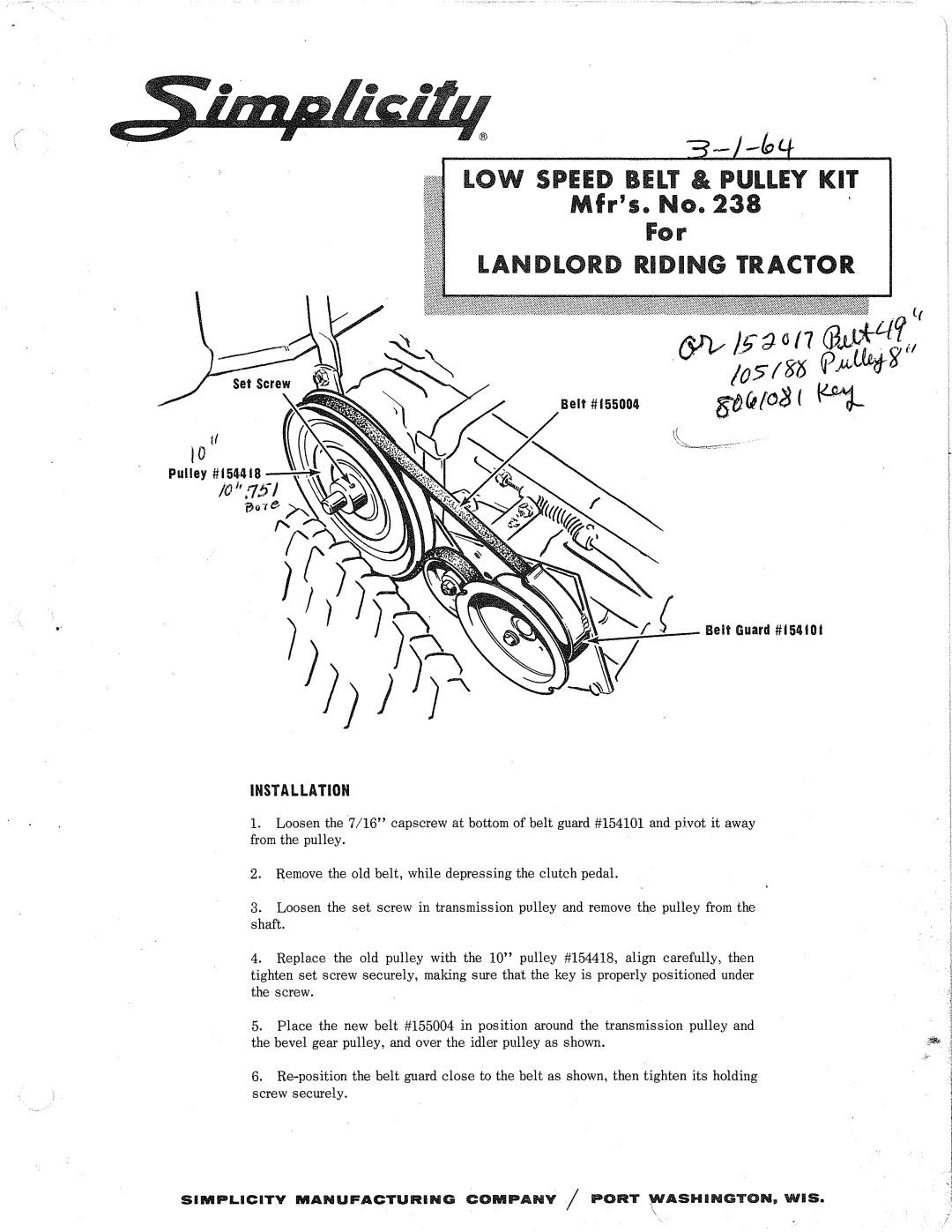 Simplicity Landlord Riding Tractor manual 