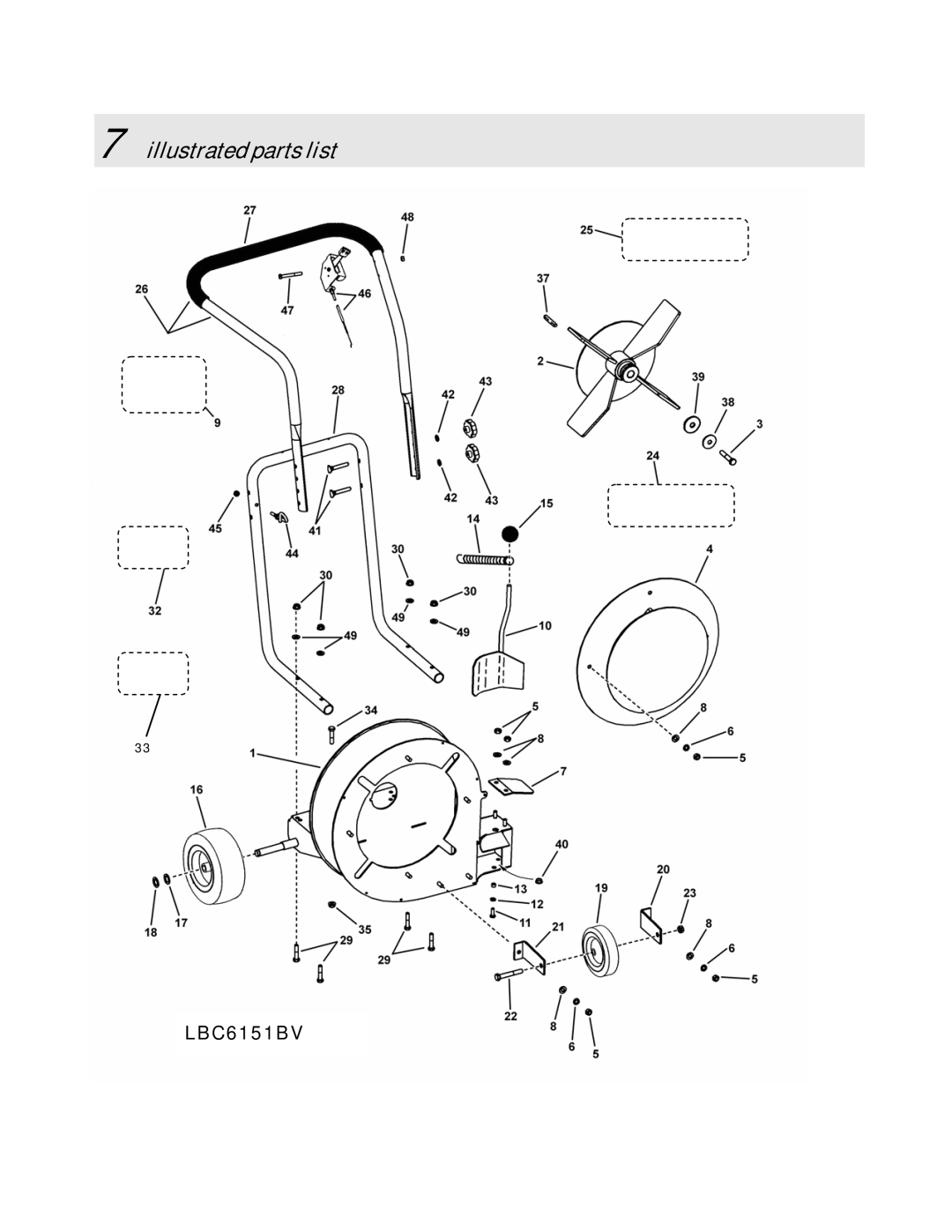 Simplicity LBC6151BV manual Illustrated parts list 