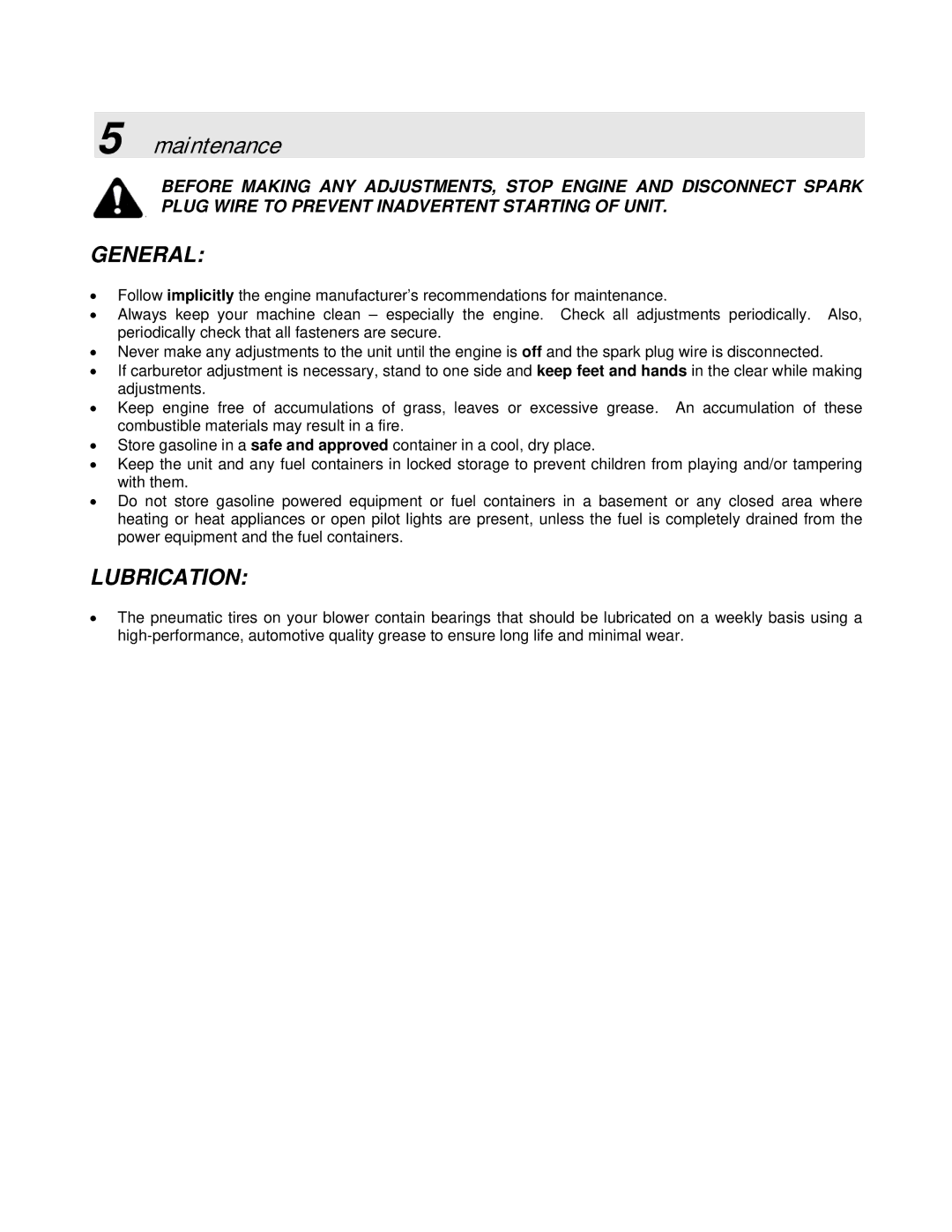 Simplicity LBC6151BV manual Maintenance, General, Lubrication 