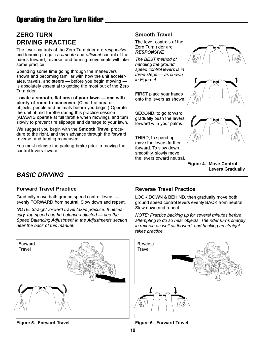 Simplicity LC-9, ZT2354 manual Zero Turn Driving Practice, Smooth Travel, Forward Travel Practice Reverse Travel Practice 