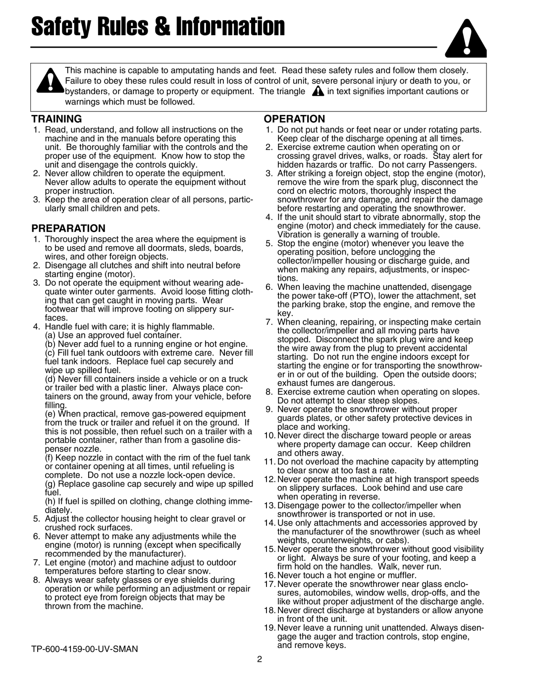 Simplicity LX 2000, LX 2900 manual Safety Rules & Information 